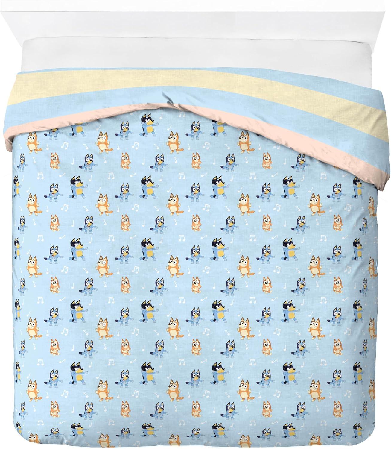 imageJay Franco Kids Duvet Cover Set 3 Piece Super Soft Bedding with Sham Pillowcase Cover ONLY Comforter Not Included Multi Bluey QueenMulti Bluey