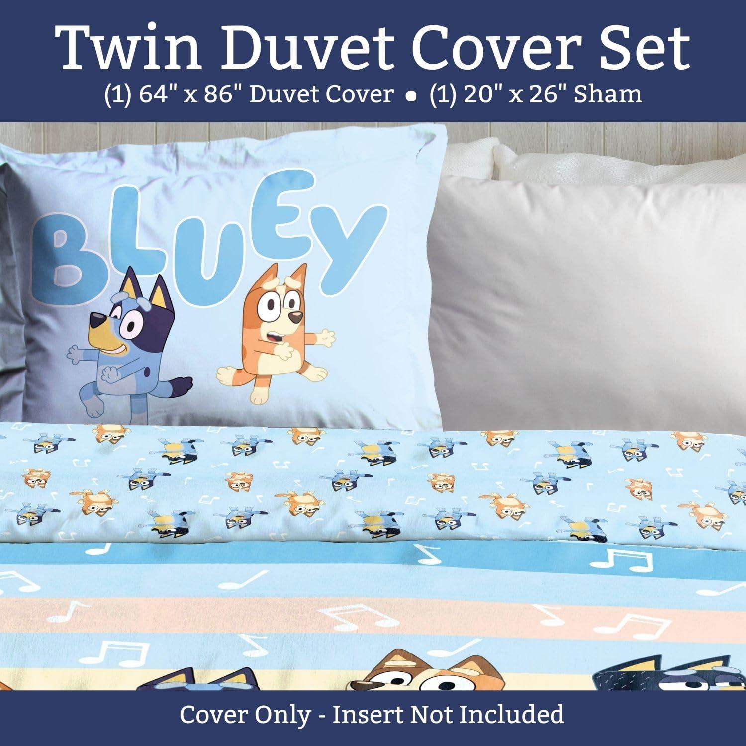 imageJay Franco Kids Duvet Cover Set 3 Piece Super Soft Bedding with Sham Pillowcase Cover ONLY Comforter Not Included Multi Bluey QueenMulti Bluey