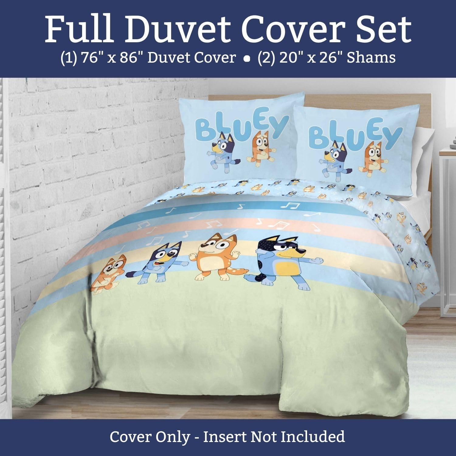 imageJay Franco Kids Duvet Cover Set 3 Piece Super Soft Bedding with Sham Pillowcase Cover ONLY Comforter Not Included Multi Bluey QueenMulti Bluey
