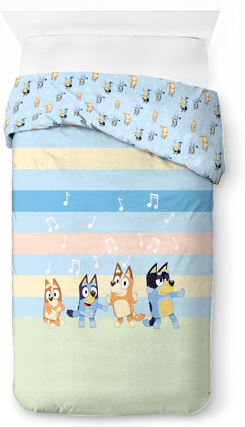 imageJay Franco Kids Duvet Cover Set 3 Piece Super Soft Bedding with Sham Pillowcase Cover ONLY Comforter Not Included Multi Bluey QueenMulti Bluey