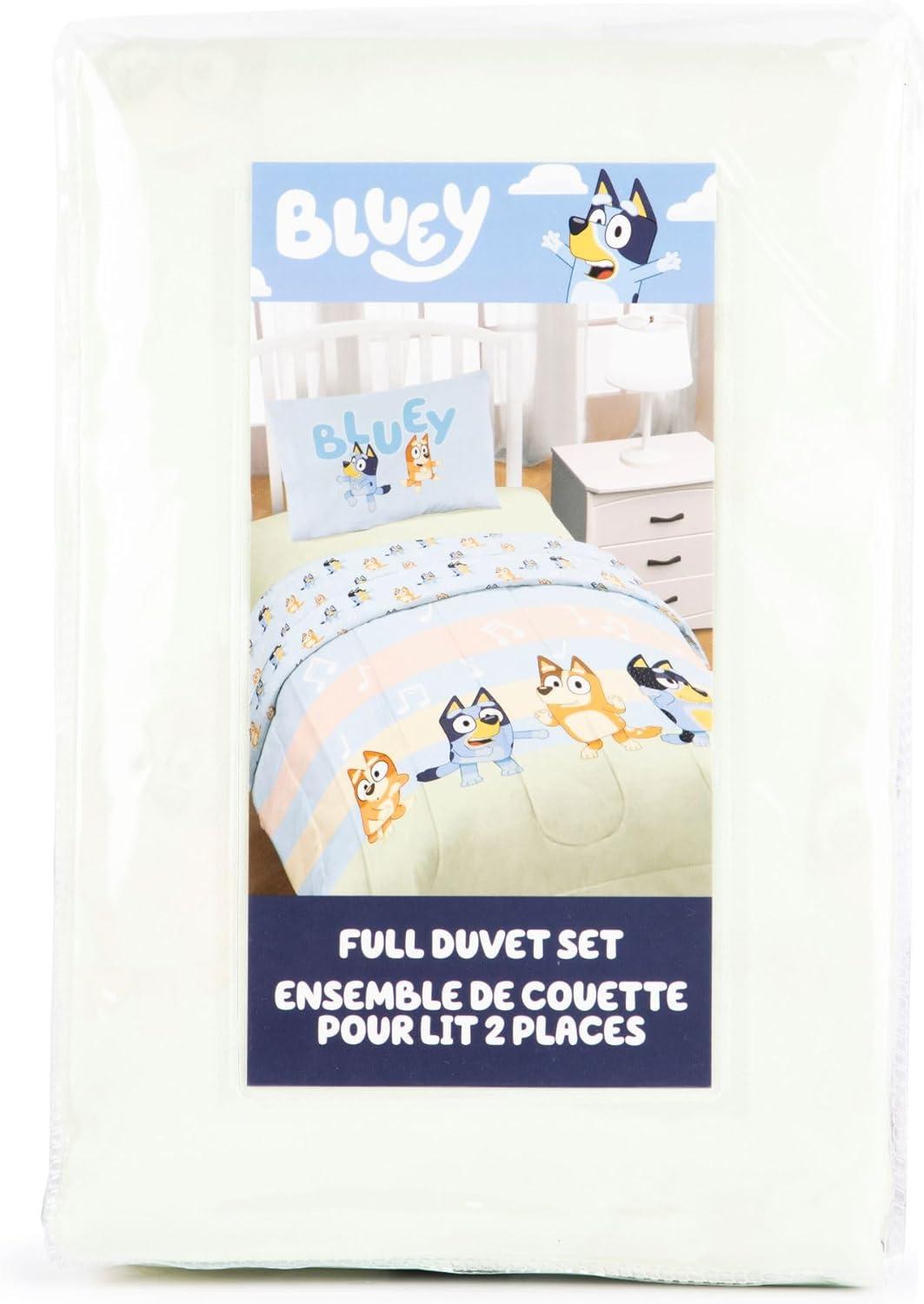 imageJay Franco Kids Duvet Cover Set 3 Piece Super Soft Bedding with Sham Pillowcase Cover ONLY Comforter Not Included Multi Bluey QueenMulti Bluey