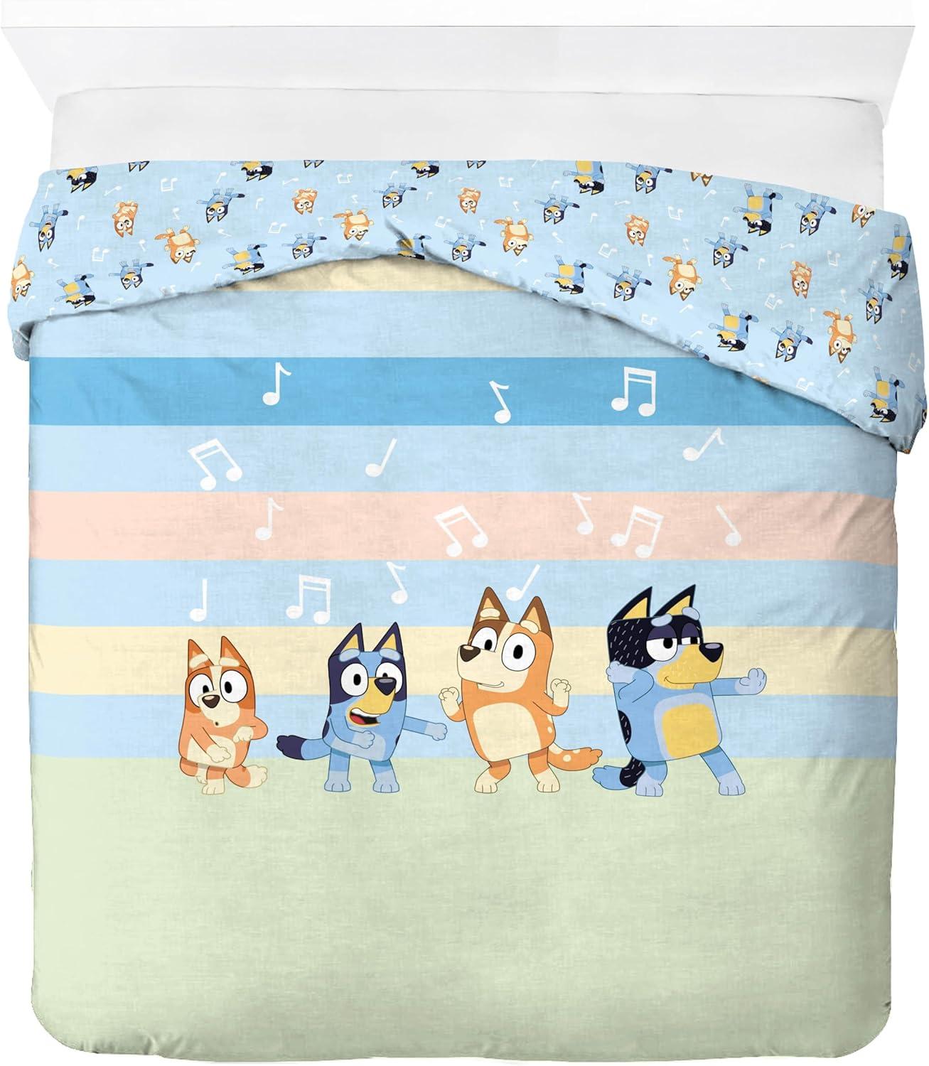 imageJay Franco Kids Duvet Cover Set 3 Piece Super Soft Bedding with Sham Pillowcase Cover ONLY Comforter Not Included Multi Bluey QueenMulti Bluey