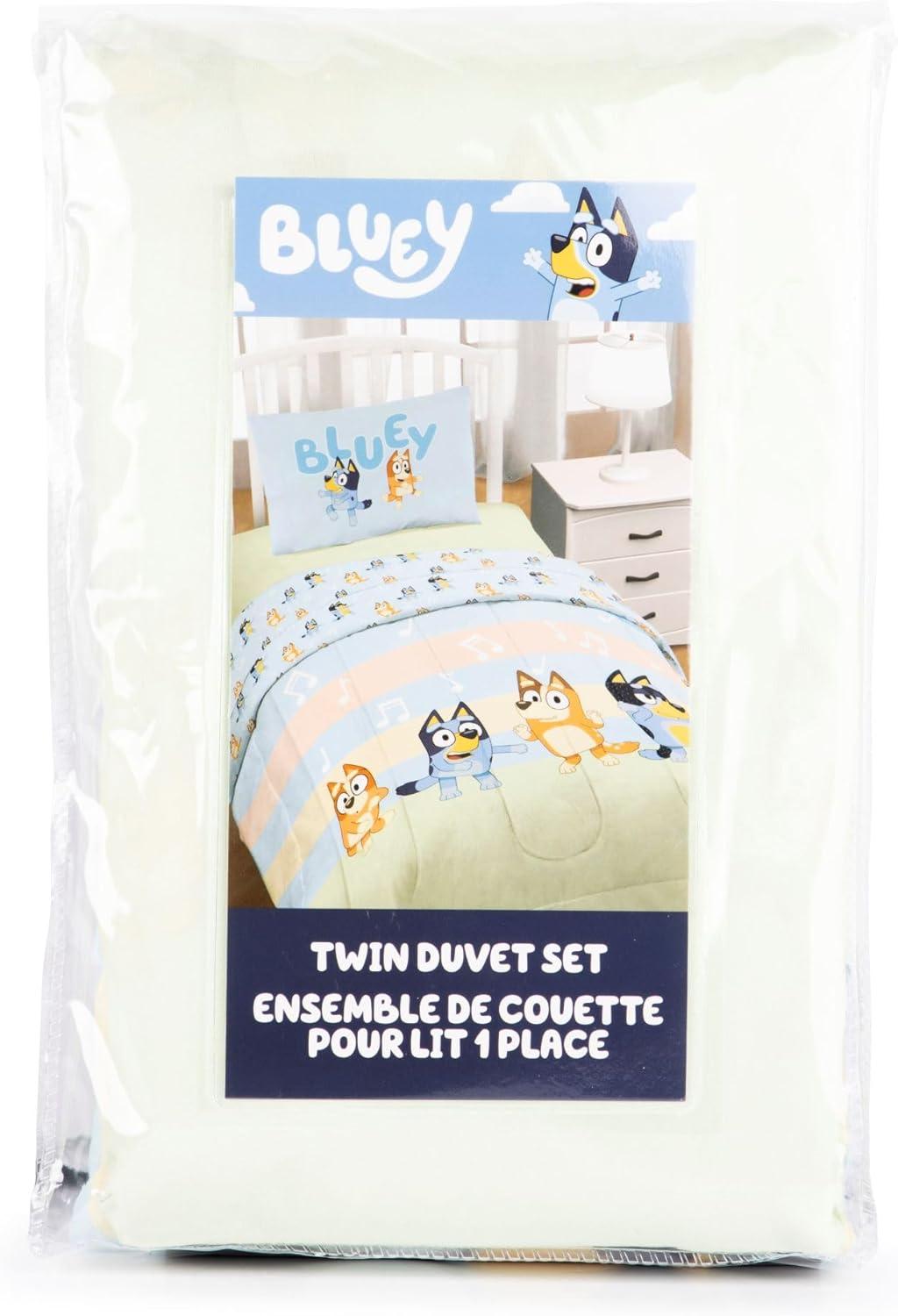 imageJay Franco Kids Duvet Cover Set 3 Piece Super Soft Bedding with Sham Pillowcase Cover ONLY Comforter Not Included Multi Bluey QueenMulti Bluey