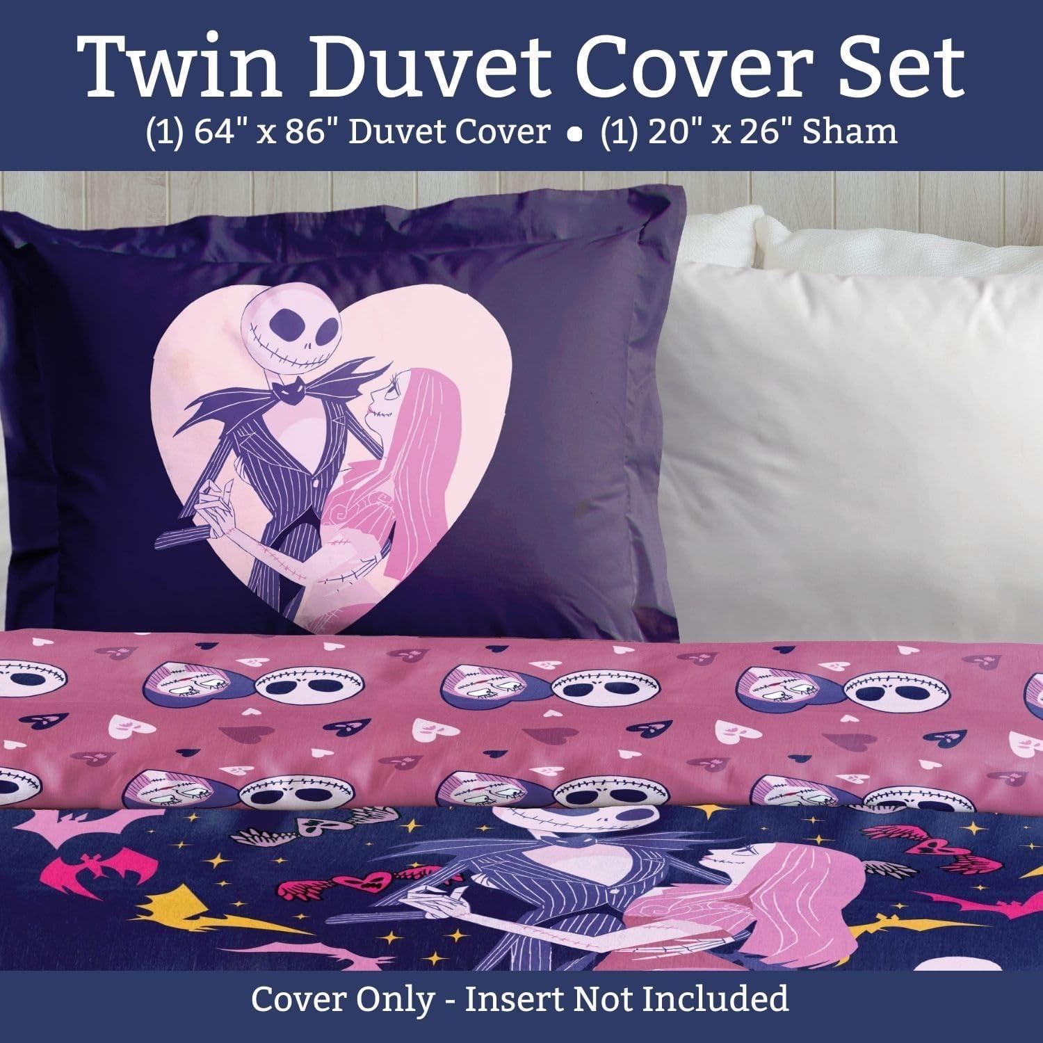 imageJay Franco Kids Duvet Cover Set 3 Piece Super Soft Bedding with Sham Pillowcase Cover ONLY Comforter Not Included Multi Bluey QueenPurple Nightmare Before Christmas