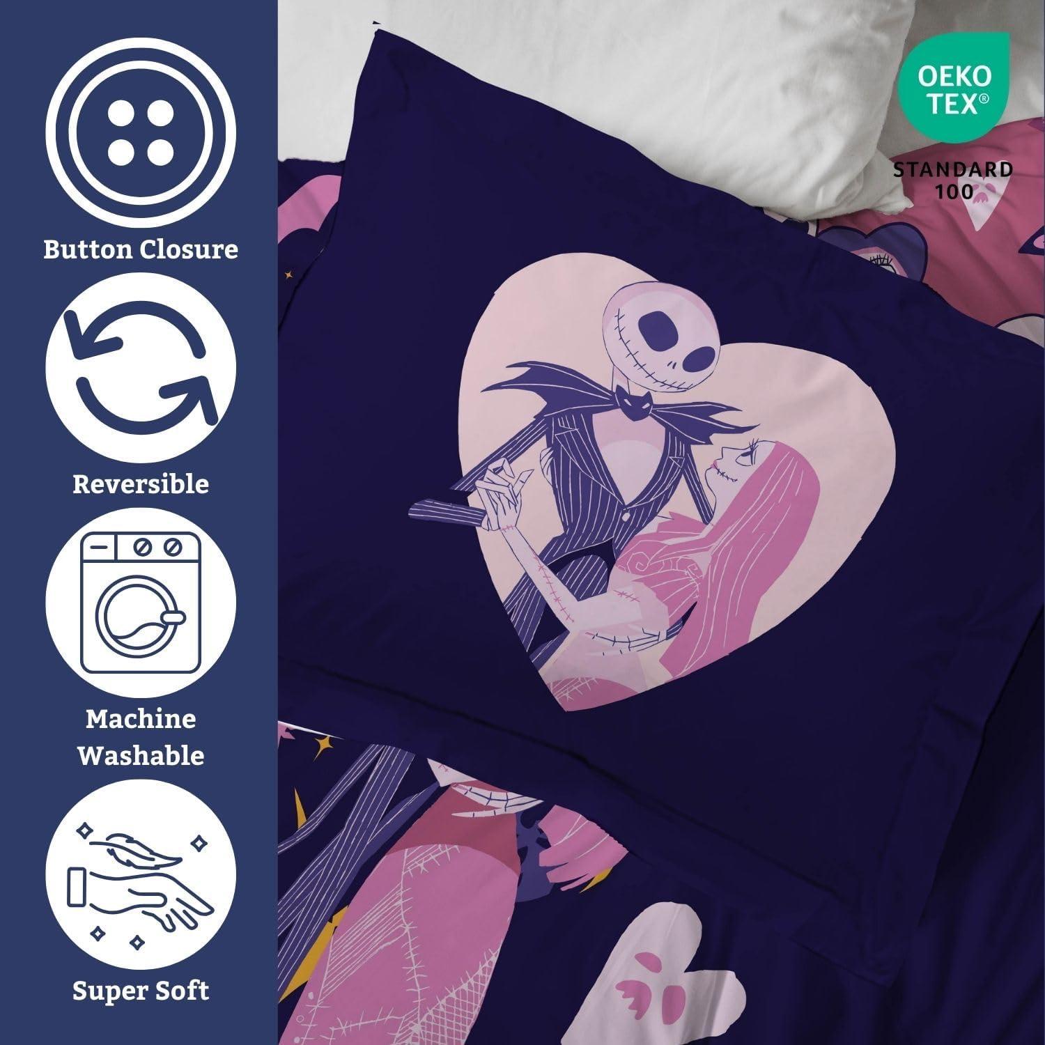 imageJay Franco Kids Duvet Cover Set 3 Piece Super Soft Bedding with Sham Pillowcase Cover ONLY Comforter Not Included Multi Bluey QueenPurple Nightmare Before Christmas