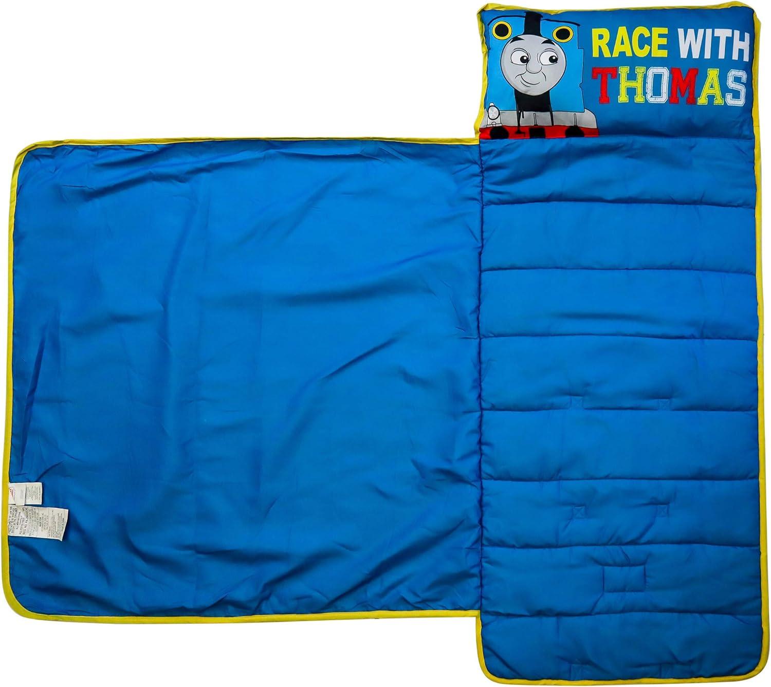 imageJay Franco Kids Nap Mat with Embedded Pillow amp Blanket Soft 46x20 Microfiber Sleeping Bag with Name Tag amp Handle for School Travel Sleepover Blue BlueyMultithomas