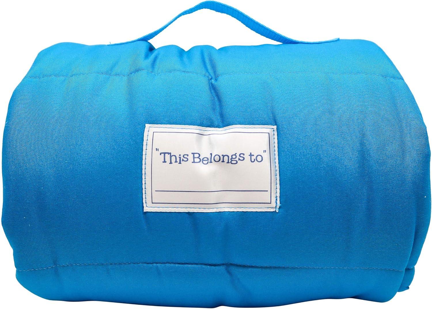 imageJay Franco Kids Nap Mat with Embedded Pillow amp Blanket Soft 46x20 Microfiber Sleeping Bag with Name Tag amp Handle for School Travel Sleepover Blue BlueyMultithomas