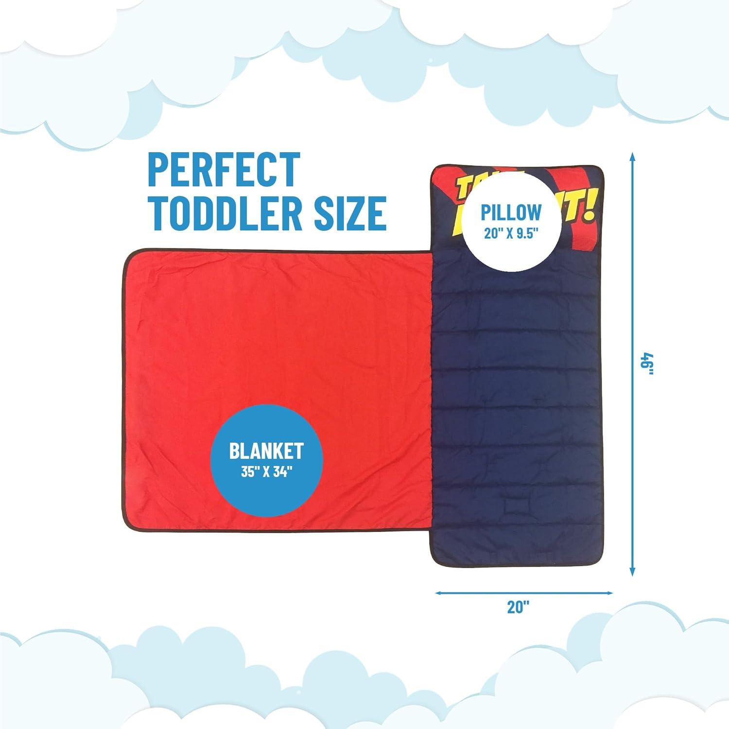 imageJay Franco Kids Nap Mat with Embedded Pillow amp Blanket Soft 46x20 Microfiber Sleeping Bag with Name Tag amp Handle for School Travel Sleepover Blue BlueyBlue Black Panther