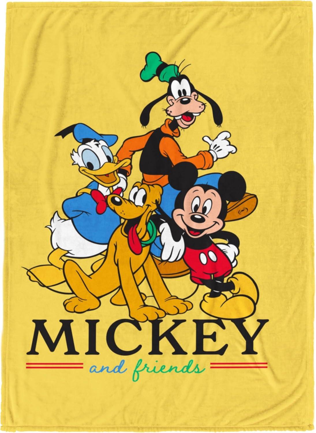 imageJay Franco Kids Plush Throw Blanket Soft amp Comfy Throw for Couch or Bed Cozy Home Dcor for Living Room amp Bedroom Multi Bluey 46x60 Throw BlanketYellow Mickey and Friends