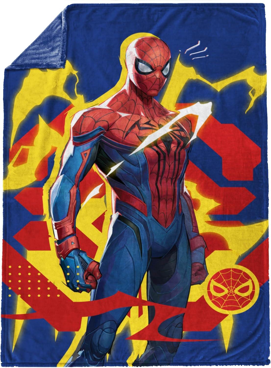 imageJay Franco Kids Plush Throw Blanket Soft amp Comfy Throw for Couch or Bed Cozy Home Dcor for Living Room amp Bedroom Multi Bluey 46x60 Throw BlanketBlue Marvel Rivals Spiderman