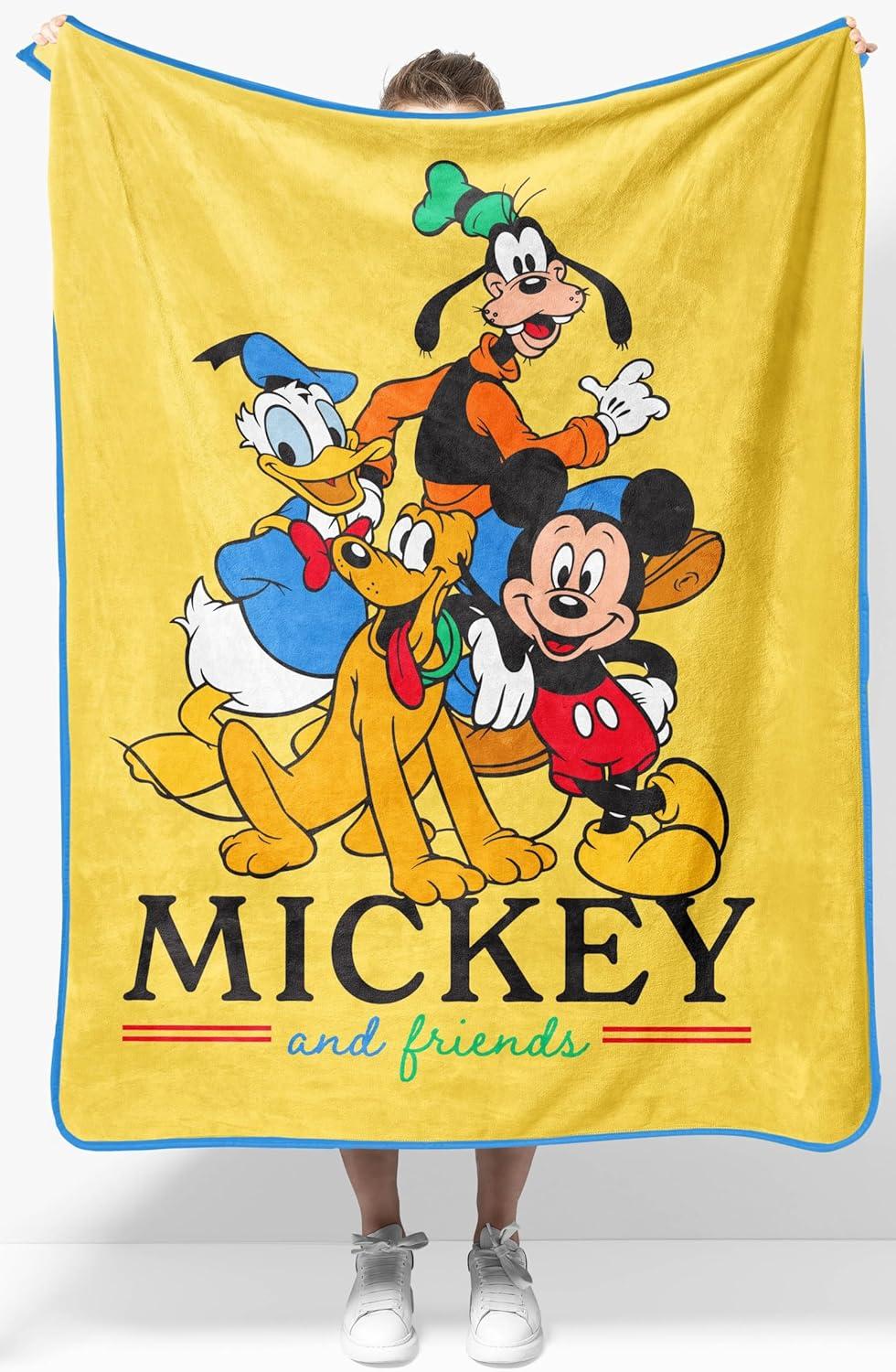 imageJay Franco Kids Plush Throw Blanket Soft amp Comfy Throw for Couch or Bed Cozy Home Dcor for Living Room amp Bedroom Multi Bluey 46x60 Throw BlanketYellow Mickey and Friends