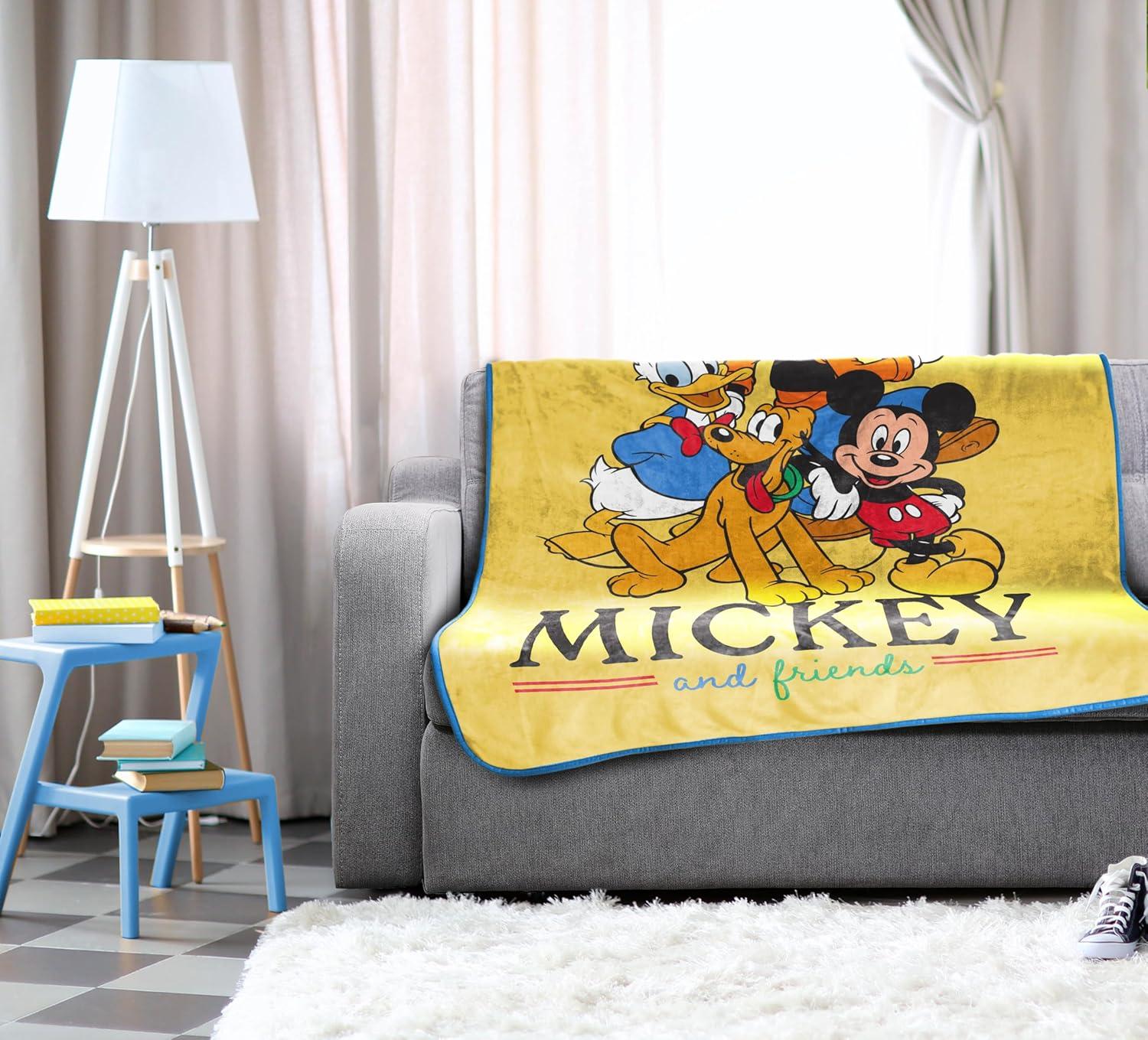 imageJay Franco Kids Plush Throw Blanket Soft amp Comfy Throw for Couch or Bed Cozy Home Dcor for Living Room amp Bedroom Multi Bluey 46x60 Throw BlanketYellow Mickey and Friends