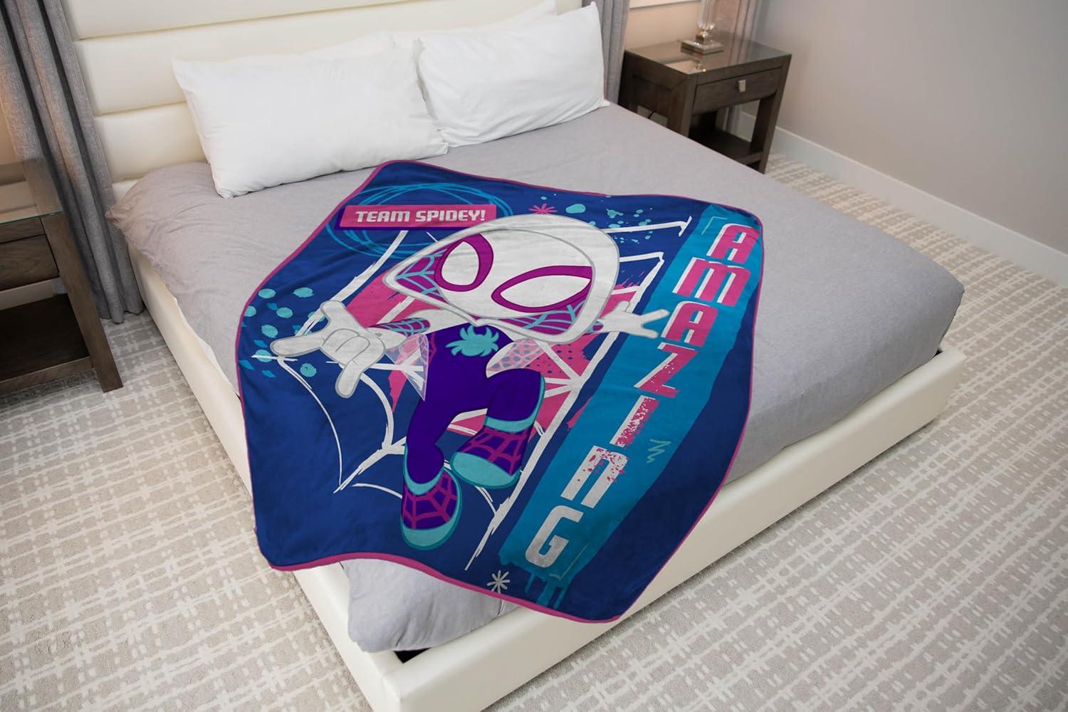 imageJay Franco Kids Plush Throw Blanket Soft amp Comfy Throw for Couch or Bed Cozy Home Dcor for Living Room amp Bedroom Multi Bluey 46x60 Throw BlanketBlue Ghost Spider