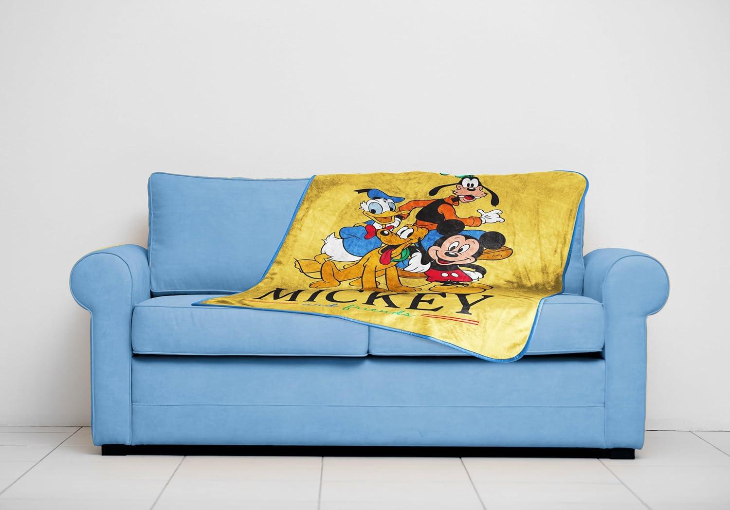 imageJay Franco Kids Plush Throw Blanket Soft amp Comfy Throw for Couch or Bed Cozy Home Dcor for Living Room amp Bedroom Multi Bluey 46x60 Throw BlanketYellow Mickey and Friends