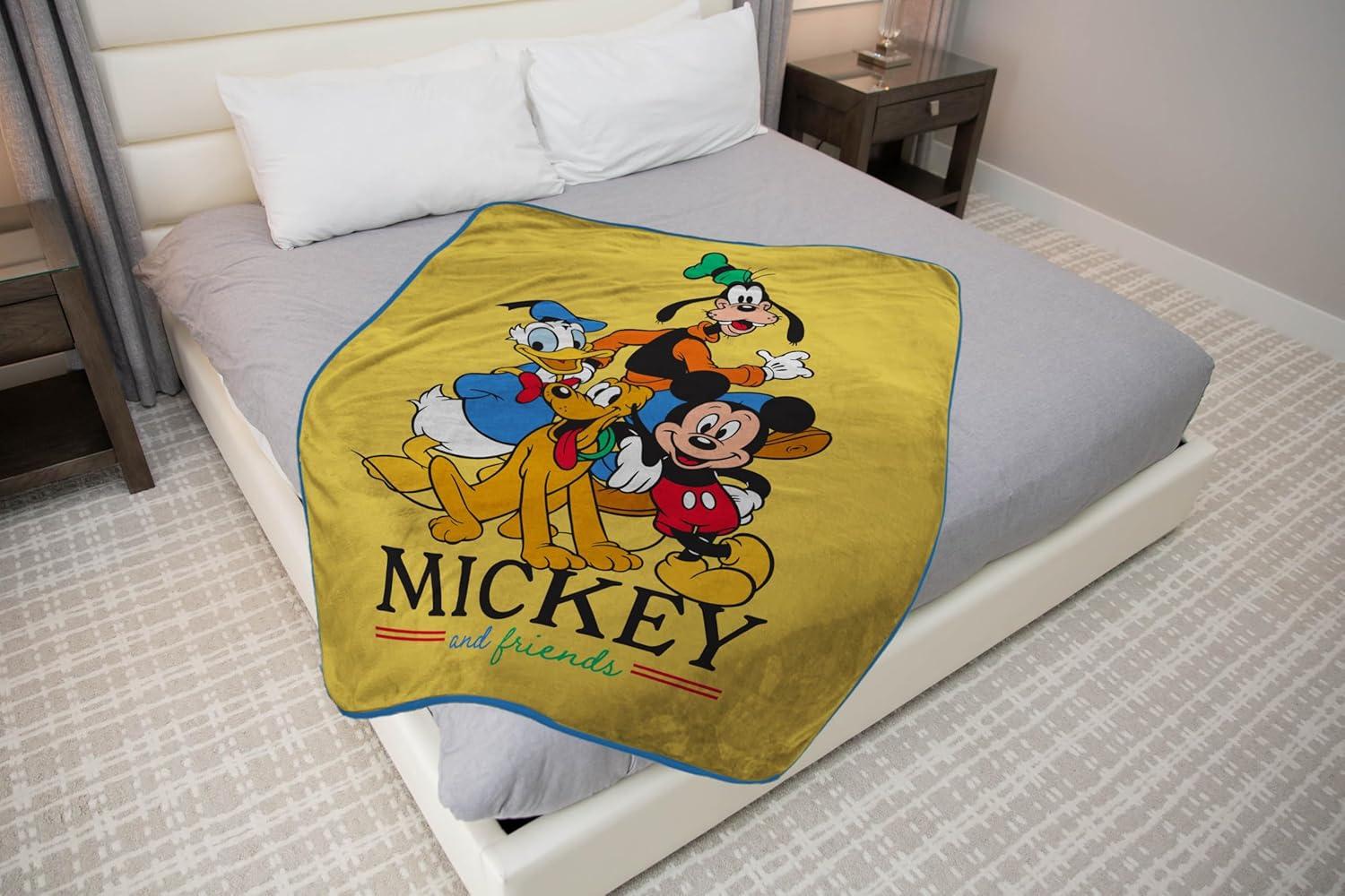 imageJay Franco Kids Plush Throw Blanket Soft amp Comfy Throw for Couch or Bed Cozy Home Dcor for Living Room amp Bedroom Multi Bluey 46x60 Throw BlanketYellow Mickey and Friends