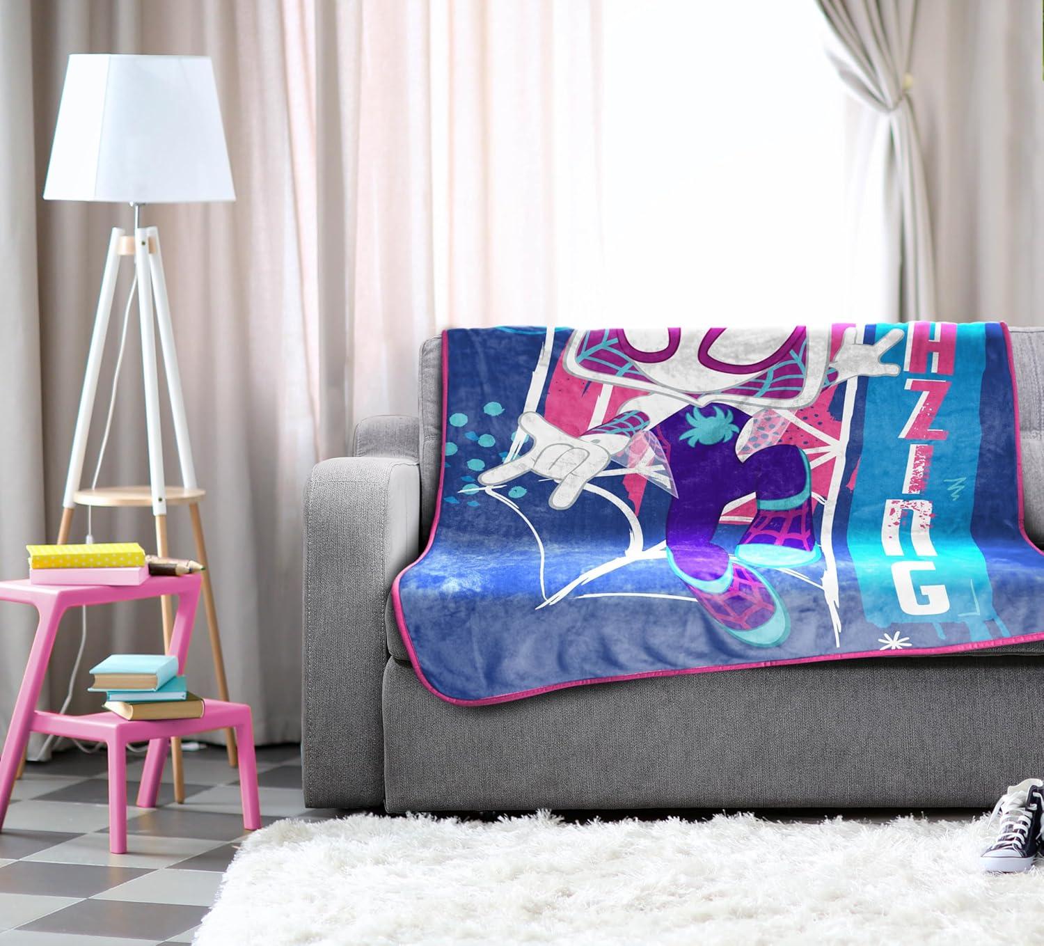 imageJay Franco Kids Plush Throw Blanket Soft amp Comfy Throw for Couch or Bed Cozy Home Dcor for Living Room amp Bedroom Multi Bluey 46x60 Throw BlanketBlue Ghost Spider