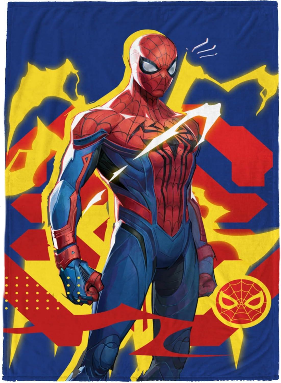 imageJay Franco Kids Plush Throw Blanket Soft amp Comfy Throw for Couch or Bed Cozy Home Dcor for Living Room amp Bedroom Multi Bluey 46x60 Throw BlanketBlue Marvel Rivals Spiderman