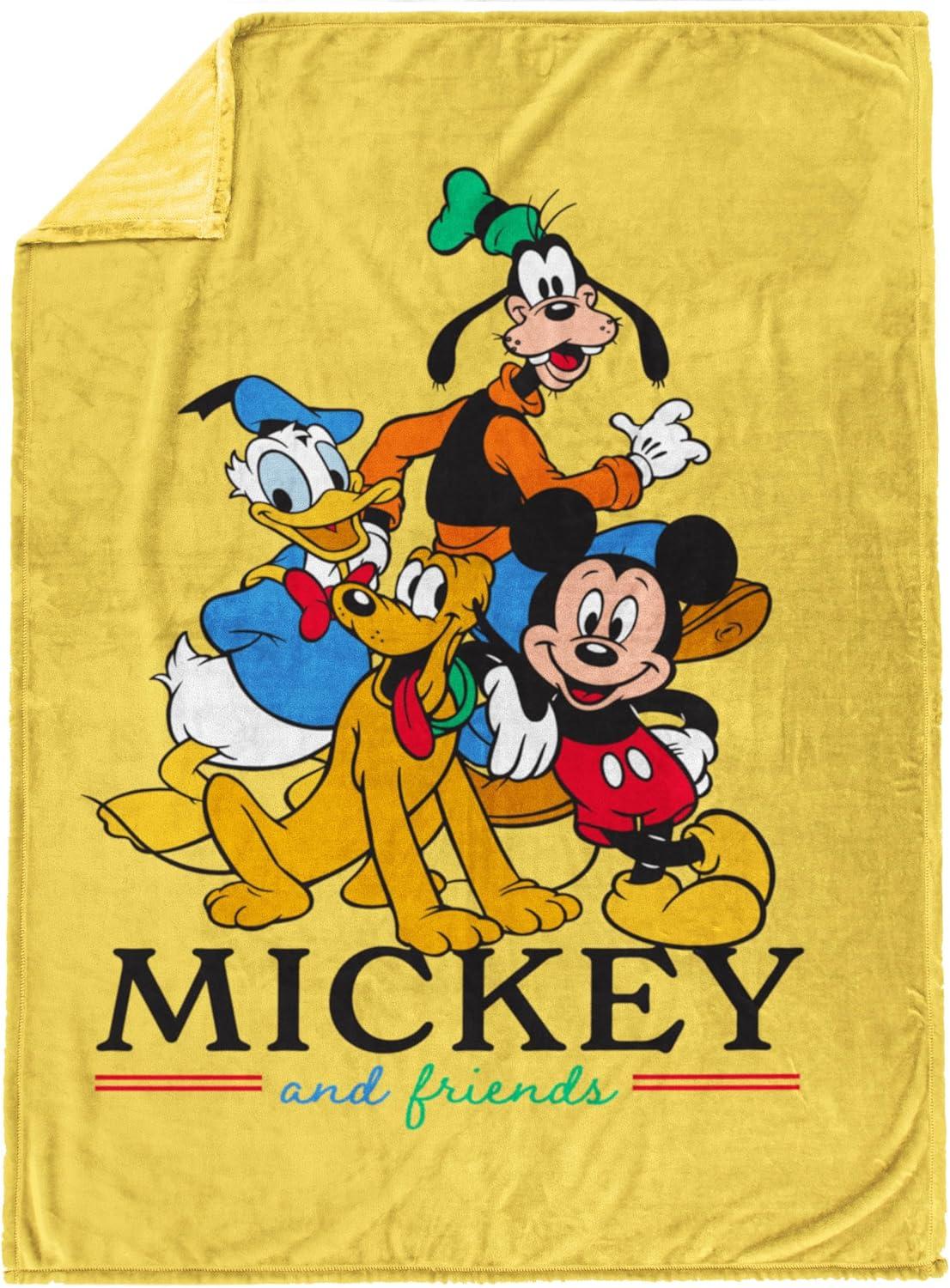 imageJay Franco Kids Plush Throw Blanket Soft amp Comfy Throw for Couch or Bed Cozy Home Dcor for Living Room amp Bedroom Multi Bluey 46x60 Throw BlanketYellow Mickey and Friends