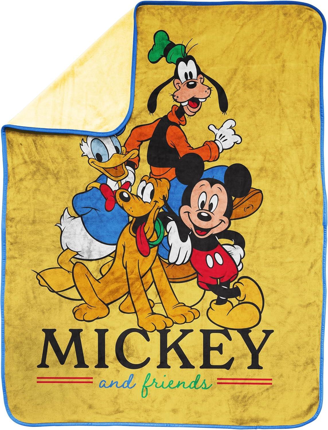 imageJay Franco Kids Plush Throw Blanket Soft amp Comfy Throw for Couch or Bed Cozy Home Dcor for Living Room amp Bedroom Multi Bluey 46x60 Throw BlanketYellow Mickey and Friends