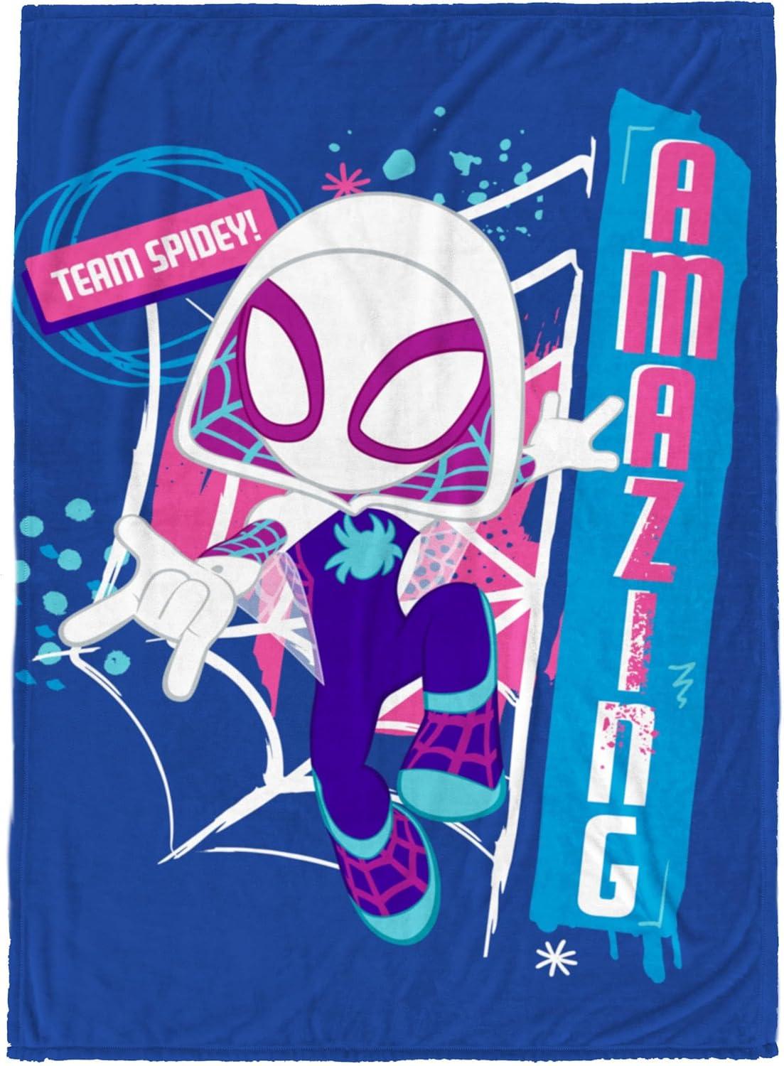 imageJay Franco Kids Plush Throw Blanket Soft amp Comfy Throw for Couch or Bed Cozy Home Dcor for Living Room amp Bedroom Multi Bluey 46x60 Throw BlanketBlue Ghost Spider