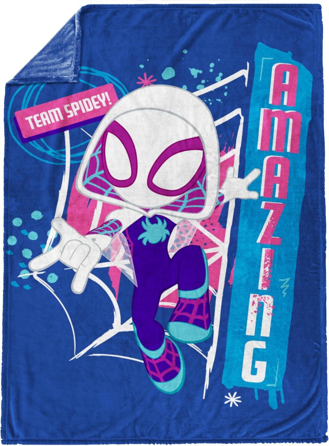 imageJay Franco Kids Plush Throw Blanket Soft amp Comfy Throw for Couch or Bed Cozy Home Dcor for Living Room amp Bedroom Multi Bluey 46x60 Throw BlanketBlue Ghost Spider
