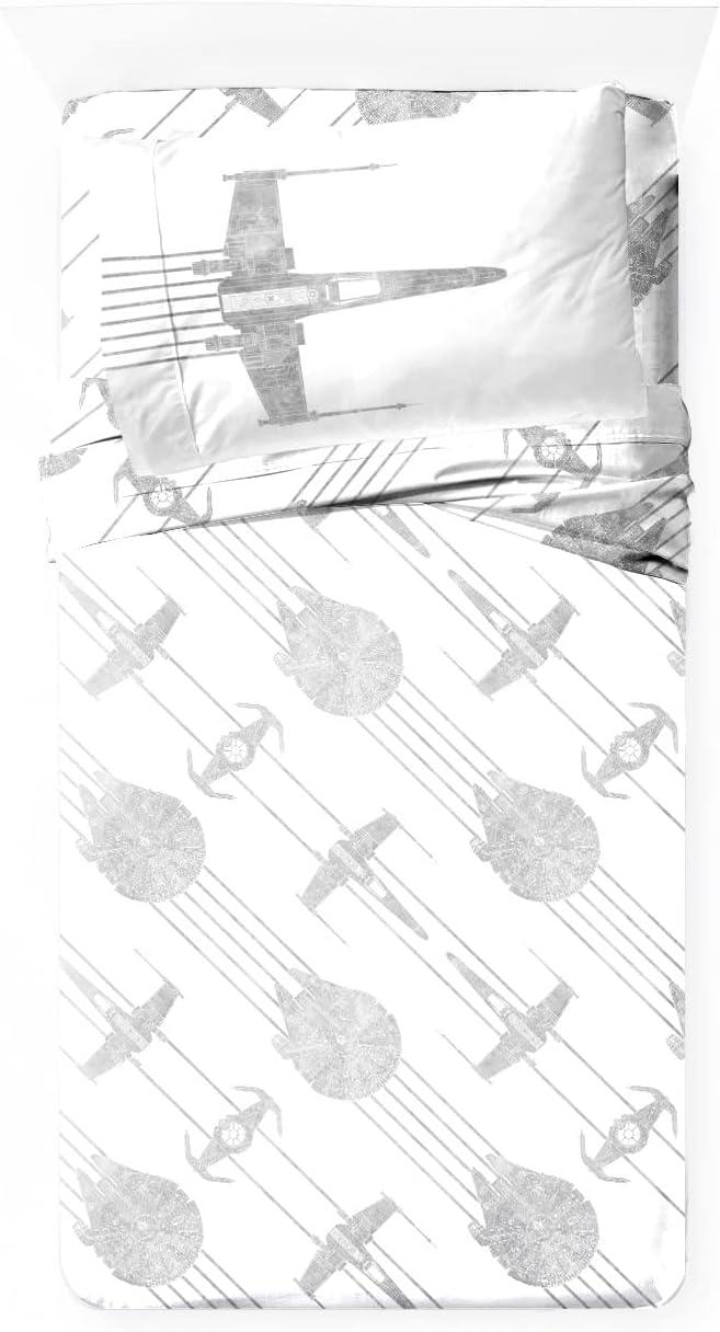 imageJay Franco Kids Sheet Set with Fitted Flat Sheets amp Pillow Cover UltraSoft Bedding with Pillowcase for Room Decor Blue Bluey amp Bingo 3 Piece TwinWhite Star Wars