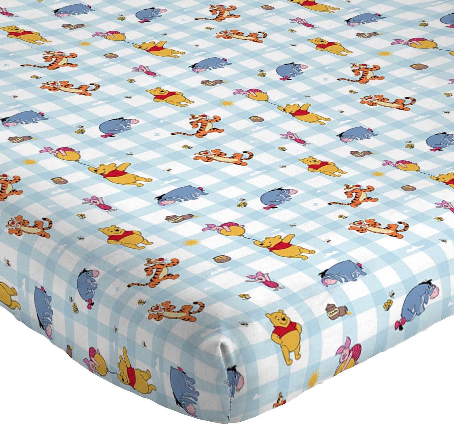 imageJay Franco Kids Sheet Set with Fitted Flat Sheets amp Pillow Cover UltraSoft Bedding with Pillowcase for Room Decor Blue Bluey amp Bingo 3 Piece TwinWhite Winnie the Pooh