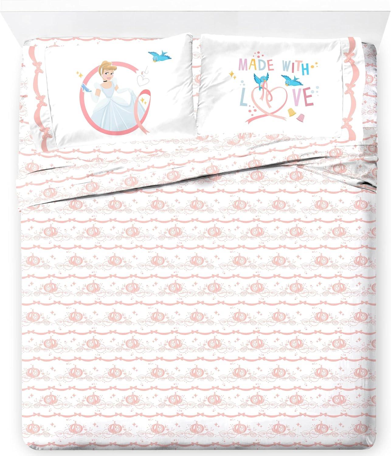 imageJay Franco Kids Sheet Set with Fitted Flat Sheets amp Pillow Cover UltraSoft Bedding with Pillowcase for Room Decor Blue Bluey amp Bingo 3 Piece TwinWhite Princess Cinderella
