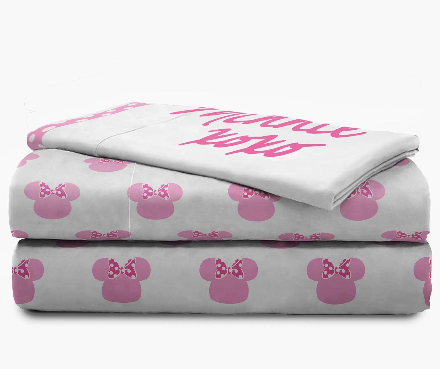imageJay Franco Kids Sheet Set with Fitted Flat Sheets amp Pillow Cover UltraSoft Bedding with Pillowcase for Room Decor Blue Bluey amp Bingo 3 Piece TwinWhite Minnie Mouse