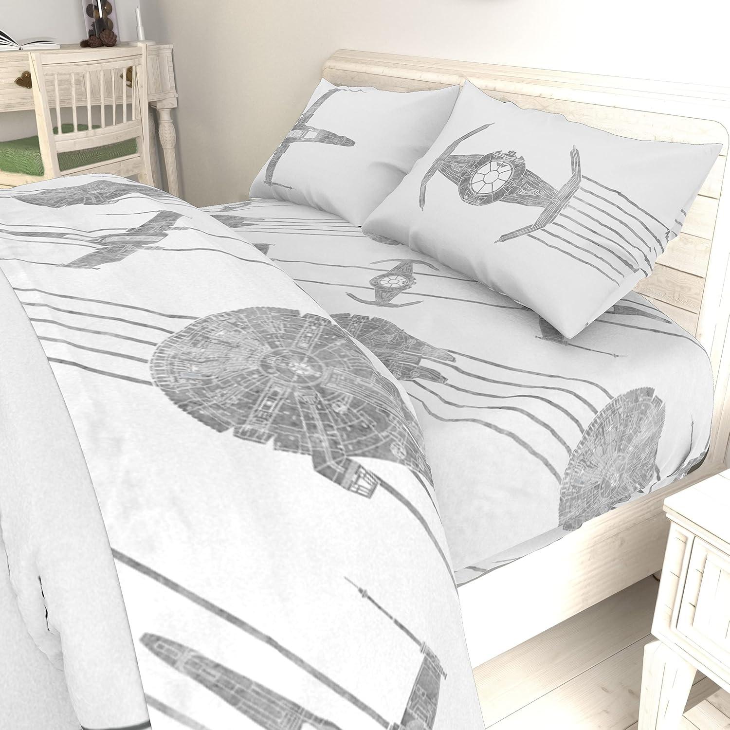 imageJay Franco Kids Sheet Set with Fitted Flat Sheets amp Pillow Cover UltraSoft Bedding with Pillowcase for Room Decor Blue Bluey amp Bingo 3 Piece TwinWhite Star Wars