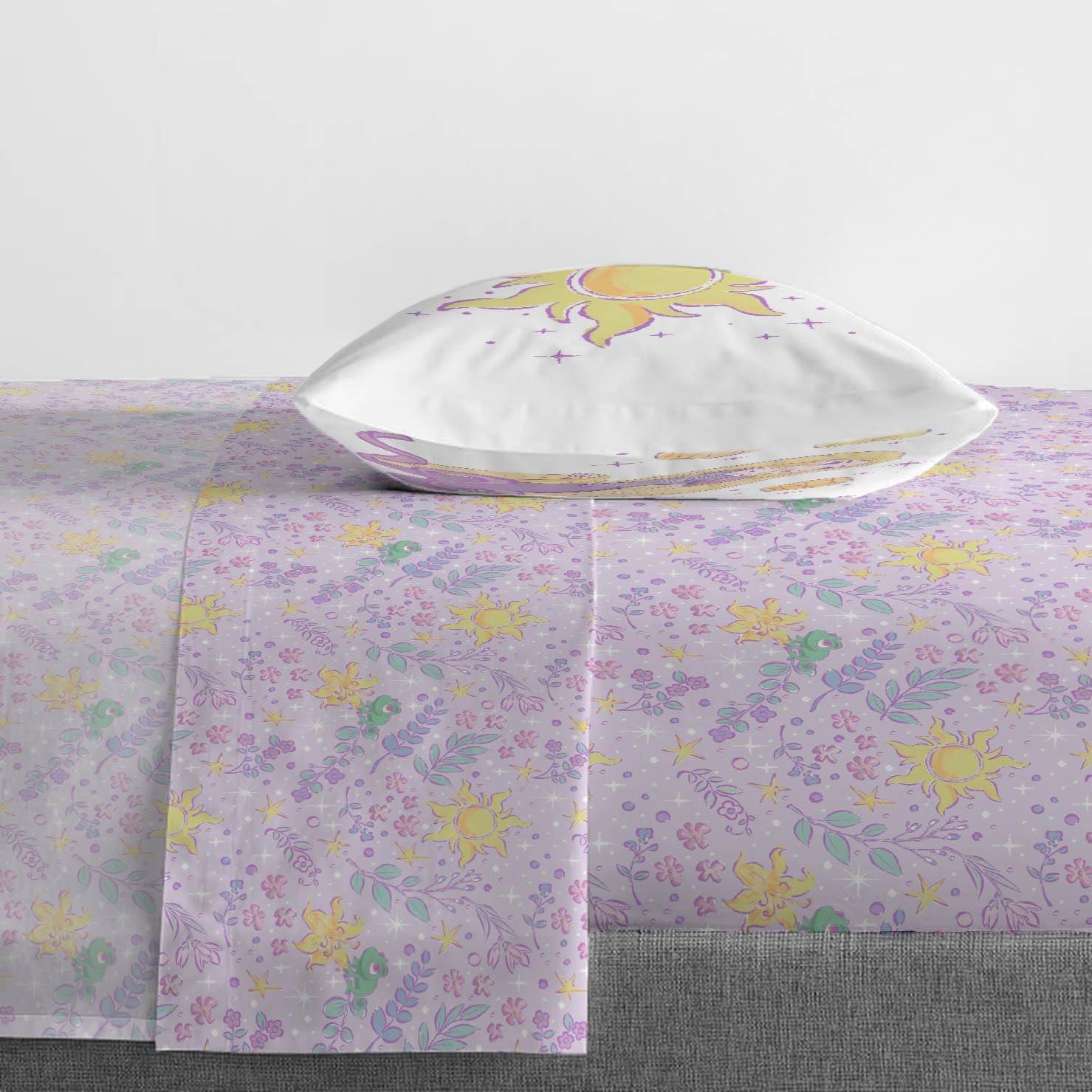 imageJay Franco Kids Sheet Set with Fitted Flat Sheets amp Pillow Cover UltraSoft Bedding with Pillowcase for Room Decor Blue Bluey amp Bingo 3 Piece TwinPurple Disney Princess Rapunzel