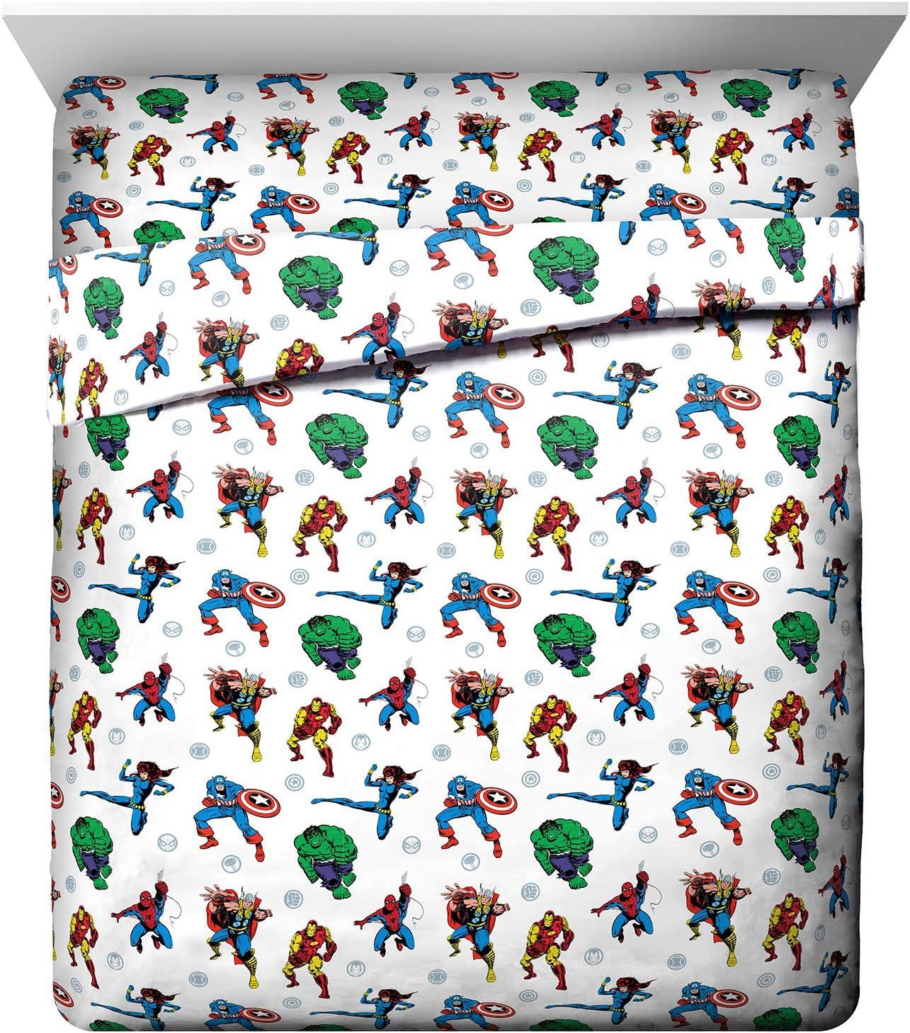 imageJay Franco Kids Sheet Set with Fitted Flat Sheets amp Pillow Cover UltraSoft Bedding with Pillowcase for Room Decor Blue Bluey amp Bingo 3 Piece TwinWhite Avengers