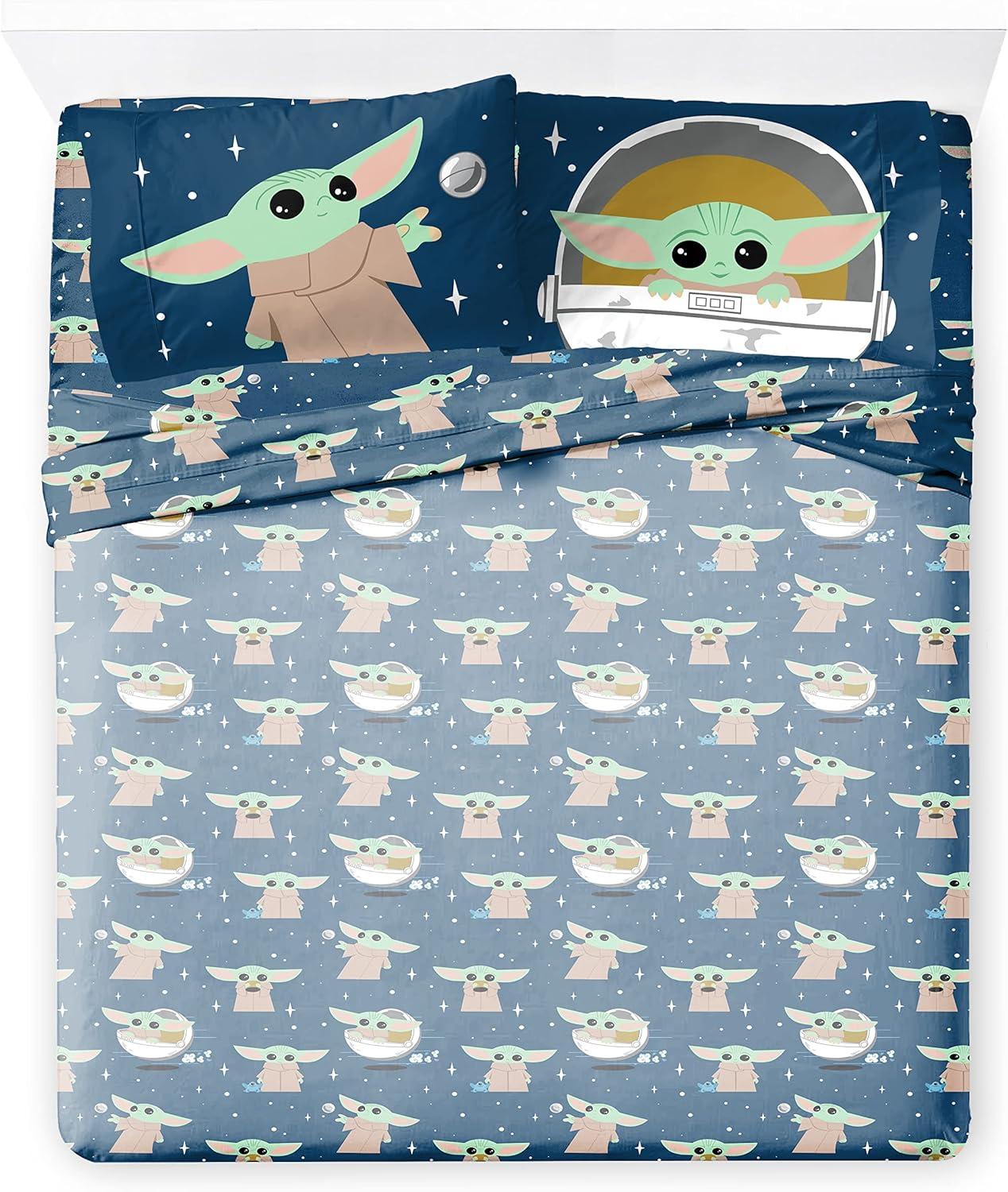 imageJay Franco Kids Sheet Set with Fitted Flat Sheets amp Pillow Cover UltraSoft Bedding with Pillowcase for Room Decor Blue Bluey amp Bingo 3 Piece TwinBlue Mandalorian