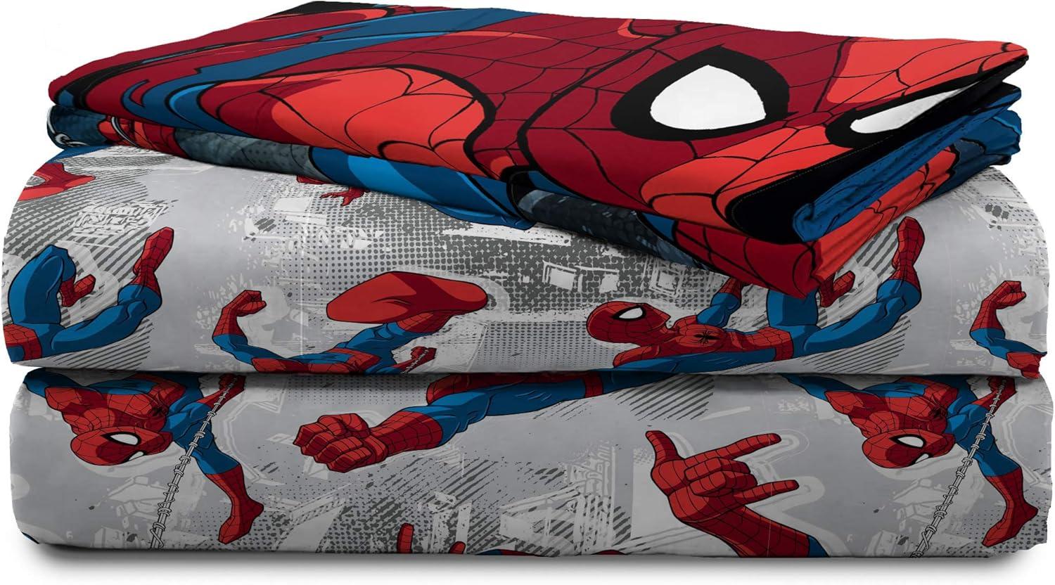 imageJay Franco Kids Sheet Set with Fitted Flat Sheets amp Pillow Cover UltraSoft Bedding with Pillowcase for Room Decor Blue Bluey amp Bingo 3 Piece TwinWhite Spiderman