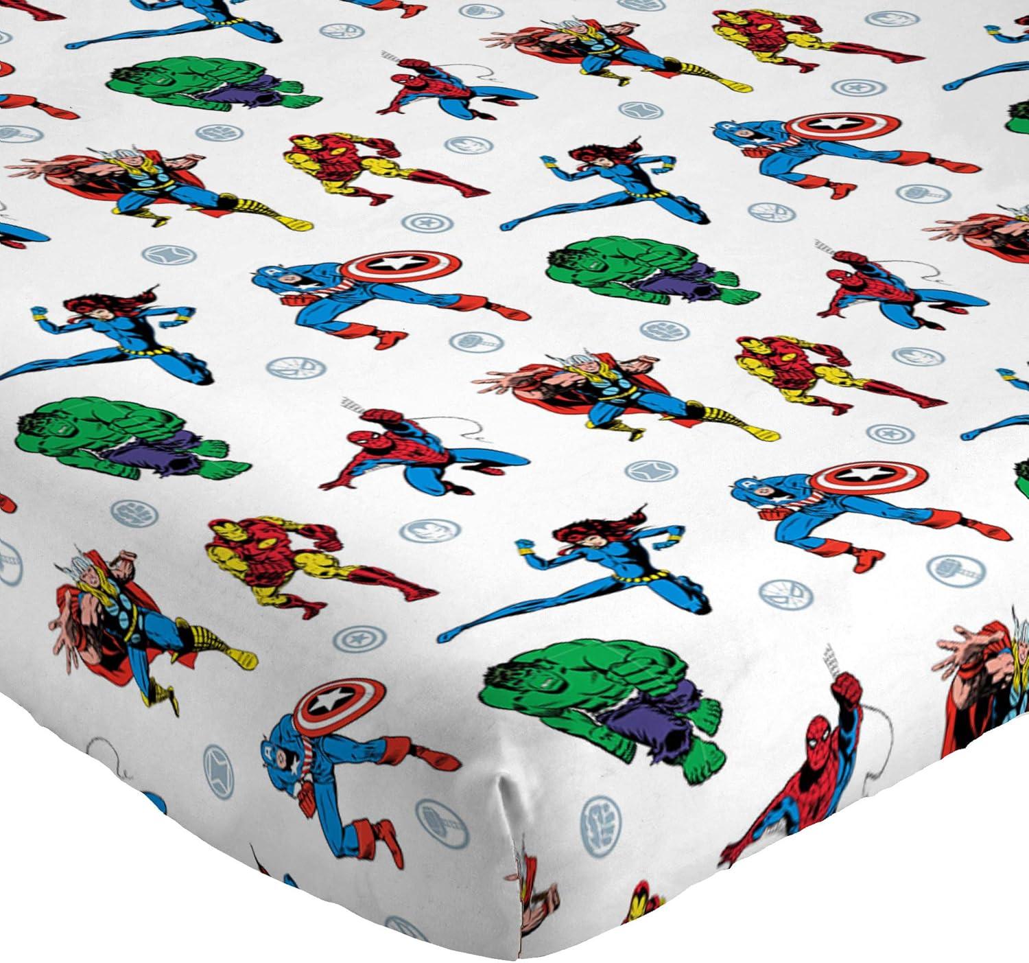 imageJay Franco Kids Sheet Set with Fitted Flat Sheets amp Pillow Cover UltraSoft Bedding with Pillowcase for Room Decor Blue Bluey amp Bingo 3 Piece TwinWhite Avengers