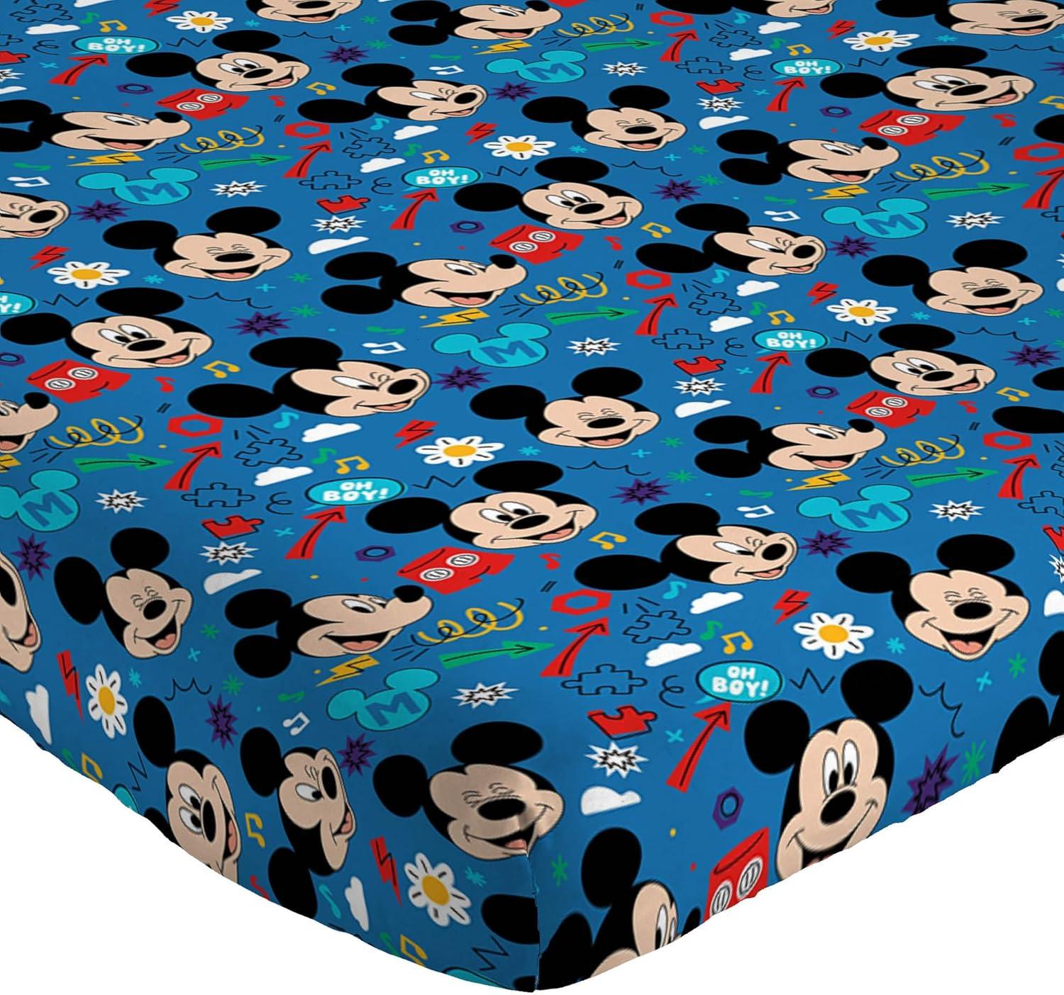 imageJay Franco Kids Sheet Set with Fitted Flat Sheets amp Pillow Cover UltraSoft Bedding with Pillowcase for Room Decor Blue Bluey amp Bingo 3 Piece TwinBlue Mickey Mouse