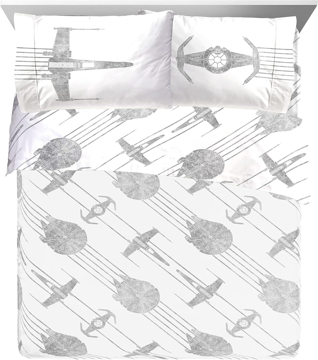 imageJay Franco Kids Sheet Set with Fitted Flat Sheets amp Pillow Cover UltraSoft Bedding with Pillowcase for Room Decor Blue Bluey amp Bingo 3 Piece TwinWhite Star Wars