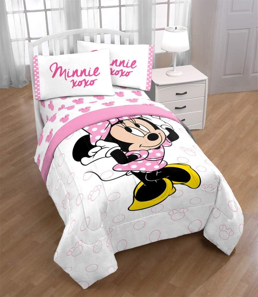 imageJay Franco Kids Sheet Set with Fitted Flat Sheets amp Pillow Cover UltraSoft Bedding with Pillowcase for Room Decor Blue Bluey amp Bingo 3 Piece TwinWhite Minnie Mouse