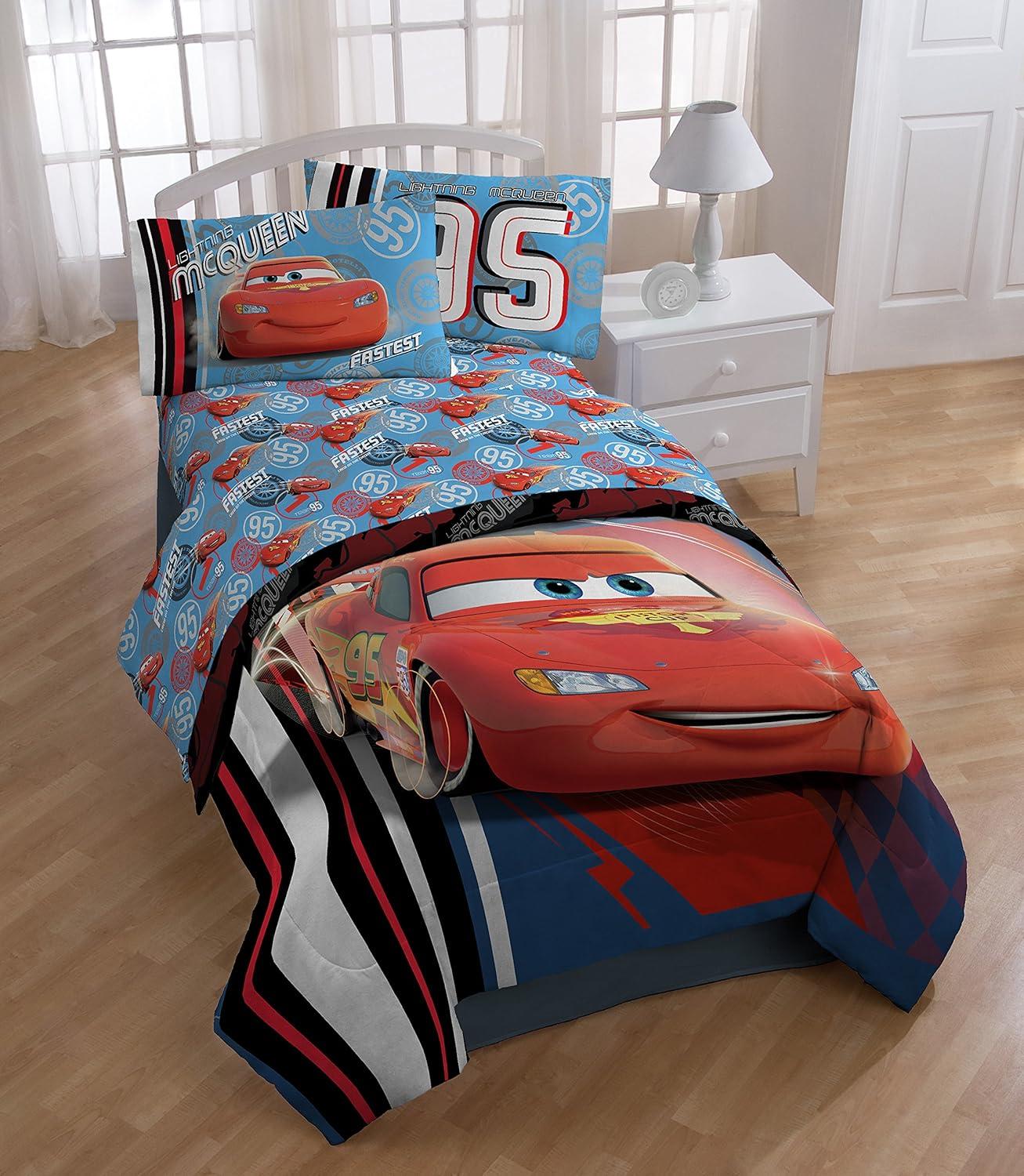 imageJay Franco Kids Sheet Set with Fitted Flat Sheets amp Pillow Cover UltraSoft Bedding with Pillowcase for Room Decor Blue Bluey amp Bingo 3 Piece TwinBlue Cars