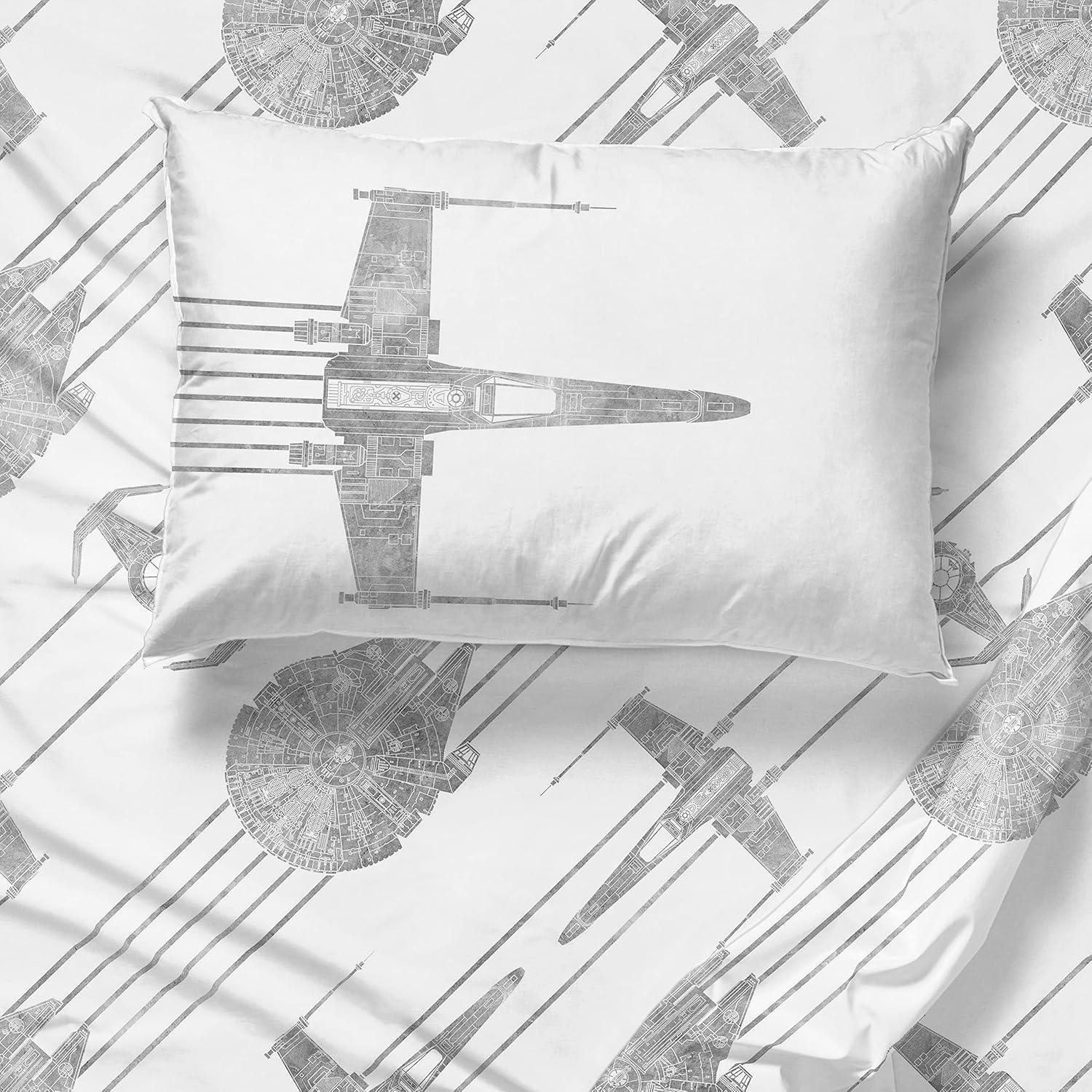imageJay Franco Kids Sheet Set with Fitted Flat Sheets amp Pillow Cover UltraSoft Bedding with Pillowcase for Room Decor Blue Bluey amp Bingo 3 Piece TwinWhite Star Wars