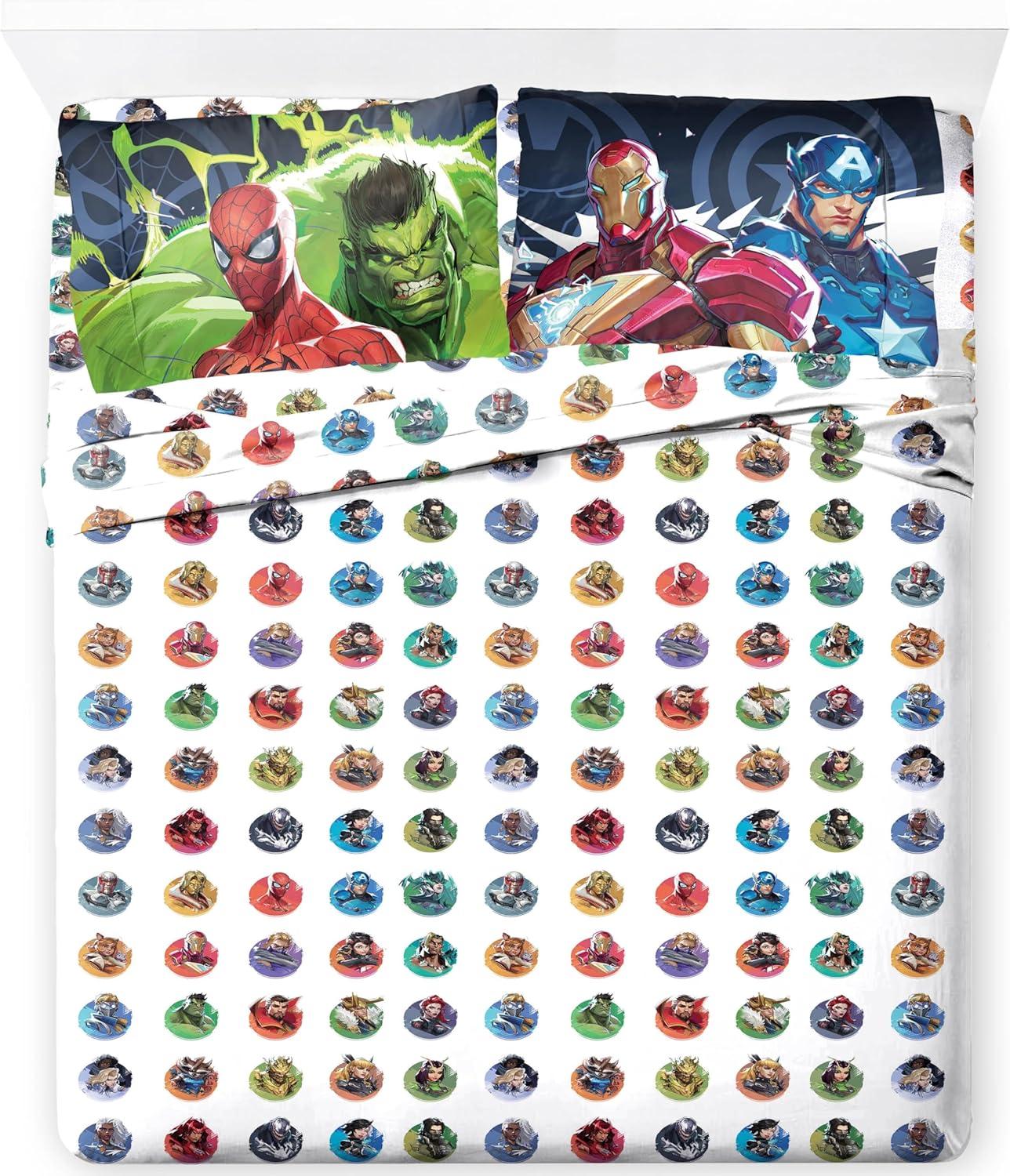 imageJay Franco Kids Sheet Set with Fitted Flat Sheets amp Pillow Cover UltraSoft Bedding with Pillowcase for Room Decor Blue Bluey amp Bingo 3 Piece TwinMulti Marvel Rivals