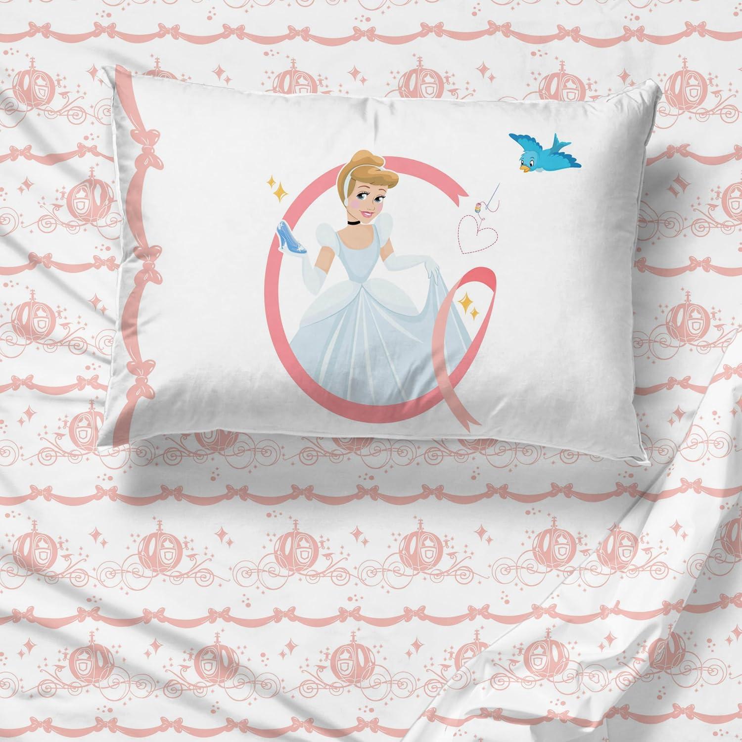 imageJay Franco Kids Sheet Set with Fitted Flat Sheets amp Pillow Cover UltraSoft Bedding with Pillowcase for Room Decor Blue Bluey amp Bingo 3 Piece TwinWhite Princess Cinderella