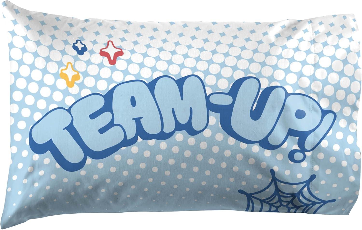imageJay Franco Kids Sheet Set with Fitted Flat Sheets amp Pillow Cover UltraSoft Bedding with Pillowcase for Room Decor Blue Bluey amp Bingo 3 Piece TwinMulti Spidey Friends