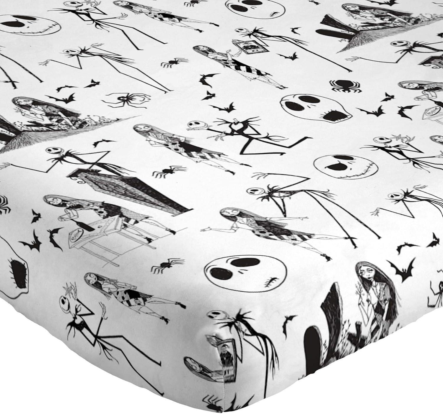 imageJay Franco Kids Sheet Set with Fitted Flat Sheets amp Pillow Cover UltraSoft Bedding with Pillowcase for Room Decor Blue Bluey amp Bingo 3 Piece TwinWhite Nightmare Before Christmas