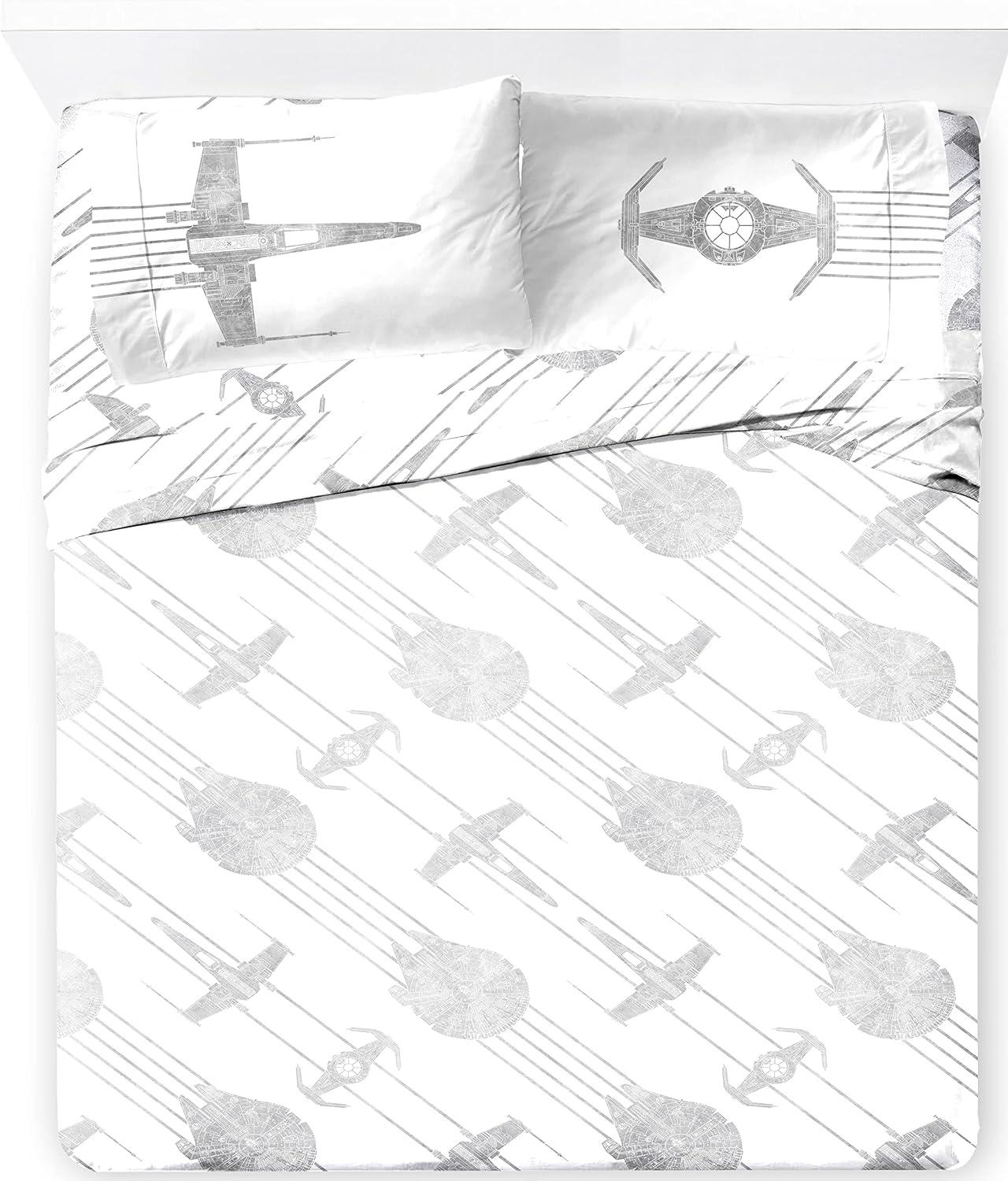 imageJay Franco Kids Sheet Set with Fitted Flat Sheets amp Pillow Cover UltraSoft Bedding with Pillowcase for Room Decor Blue Bluey amp Bingo 3 Piece TwinWhite Star Wars