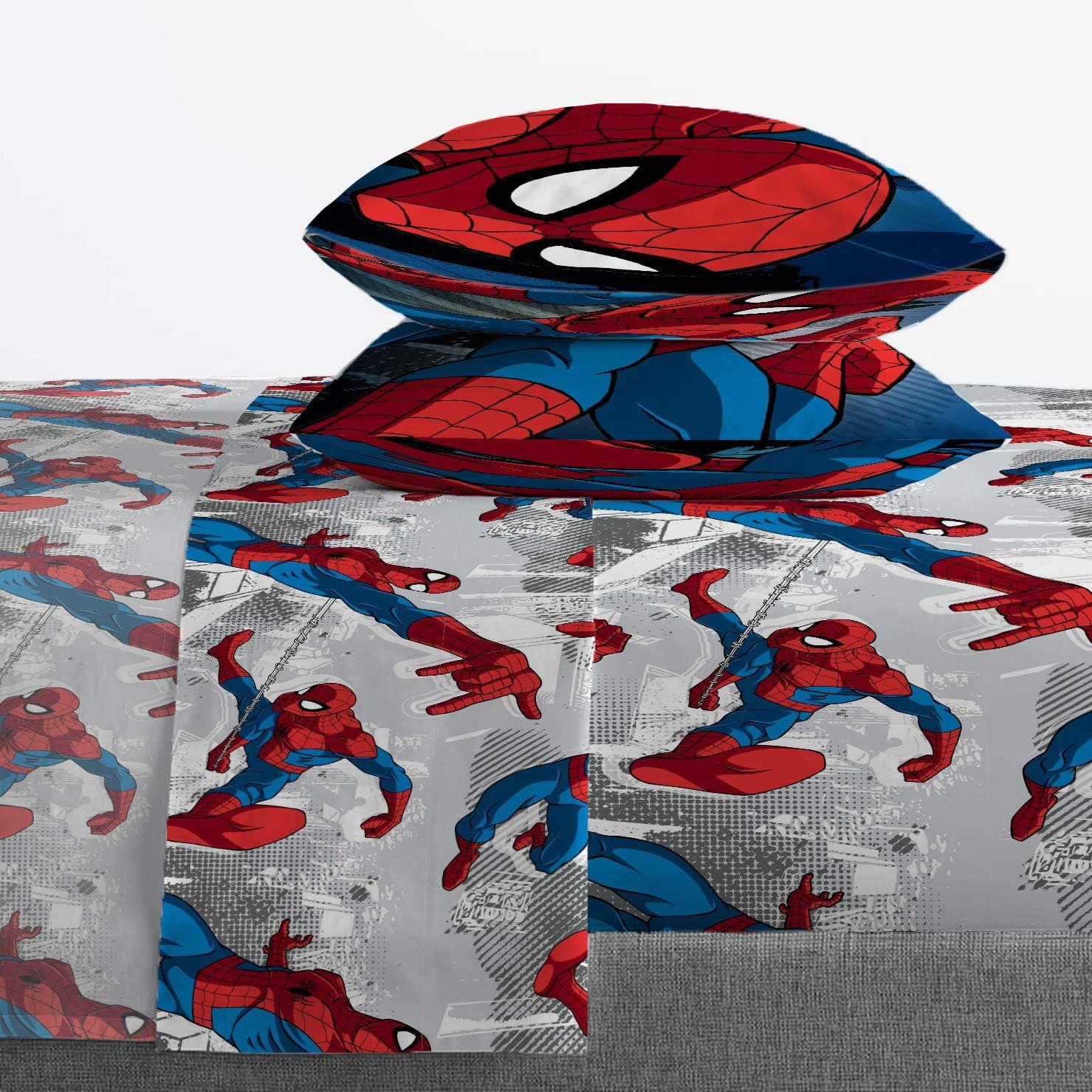 imageJay Franco Kids Sheet Set with Fitted Flat Sheets amp Pillow Cover UltraSoft Bedding with Pillowcase for Room Decor Blue Bluey amp Bingo 3 Piece TwinWhite Spiderman