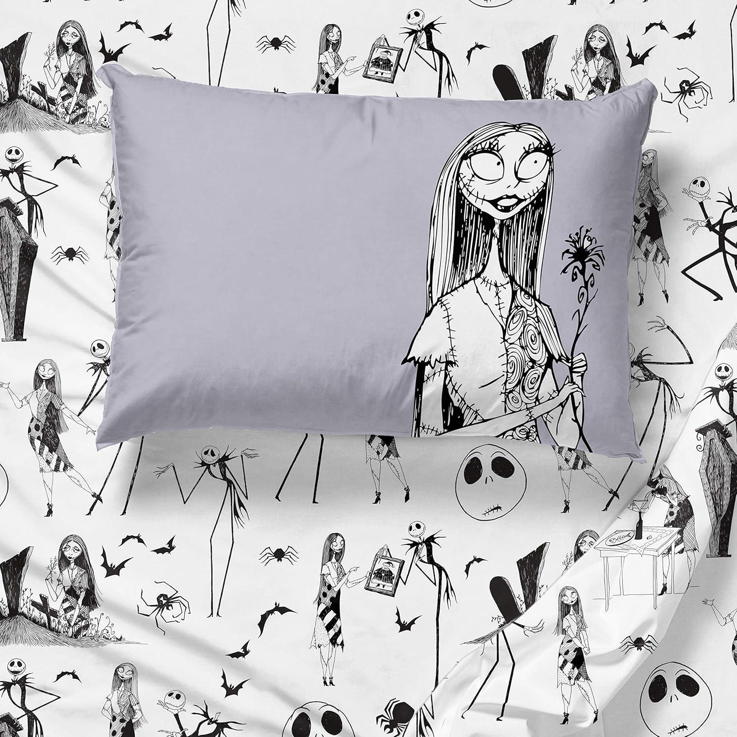 imageJay Franco Kids Sheet Set with Fitted Flat Sheets amp Pillow Cover UltraSoft Bedding with Pillowcase for Room Decor Blue Bluey amp Bingo 3 Piece TwinWhite Nightmare Before Christmas