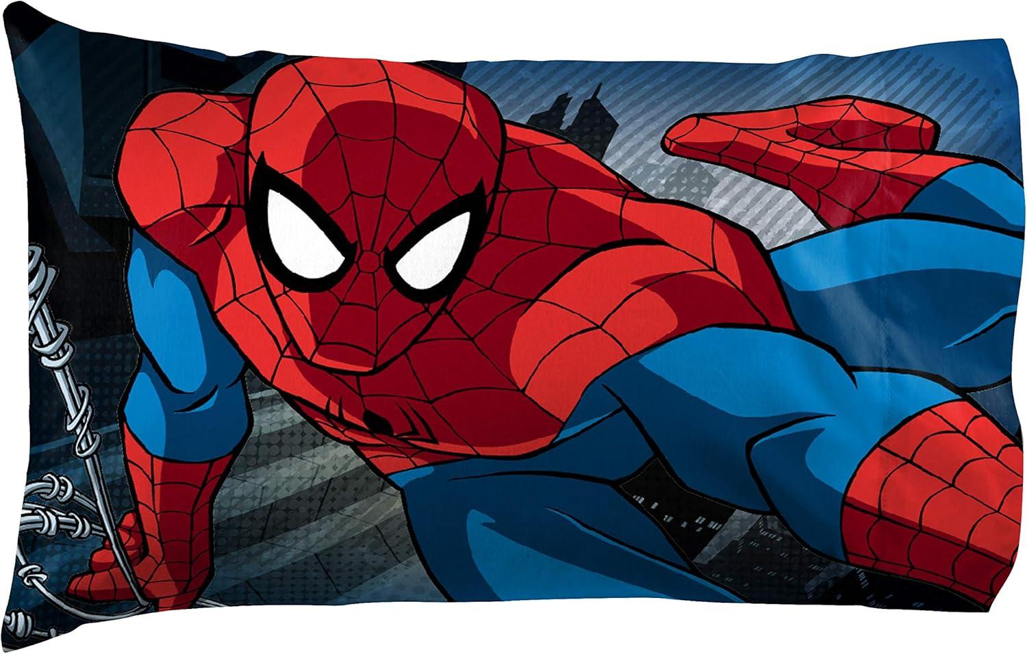 imageJay Franco Kids Sheet Set with Fitted Flat Sheets amp Pillow Cover UltraSoft Bedding with Pillowcase for Room Decor Blue Bluey amp Bingo 3 Piece TwinWhite Spiderman