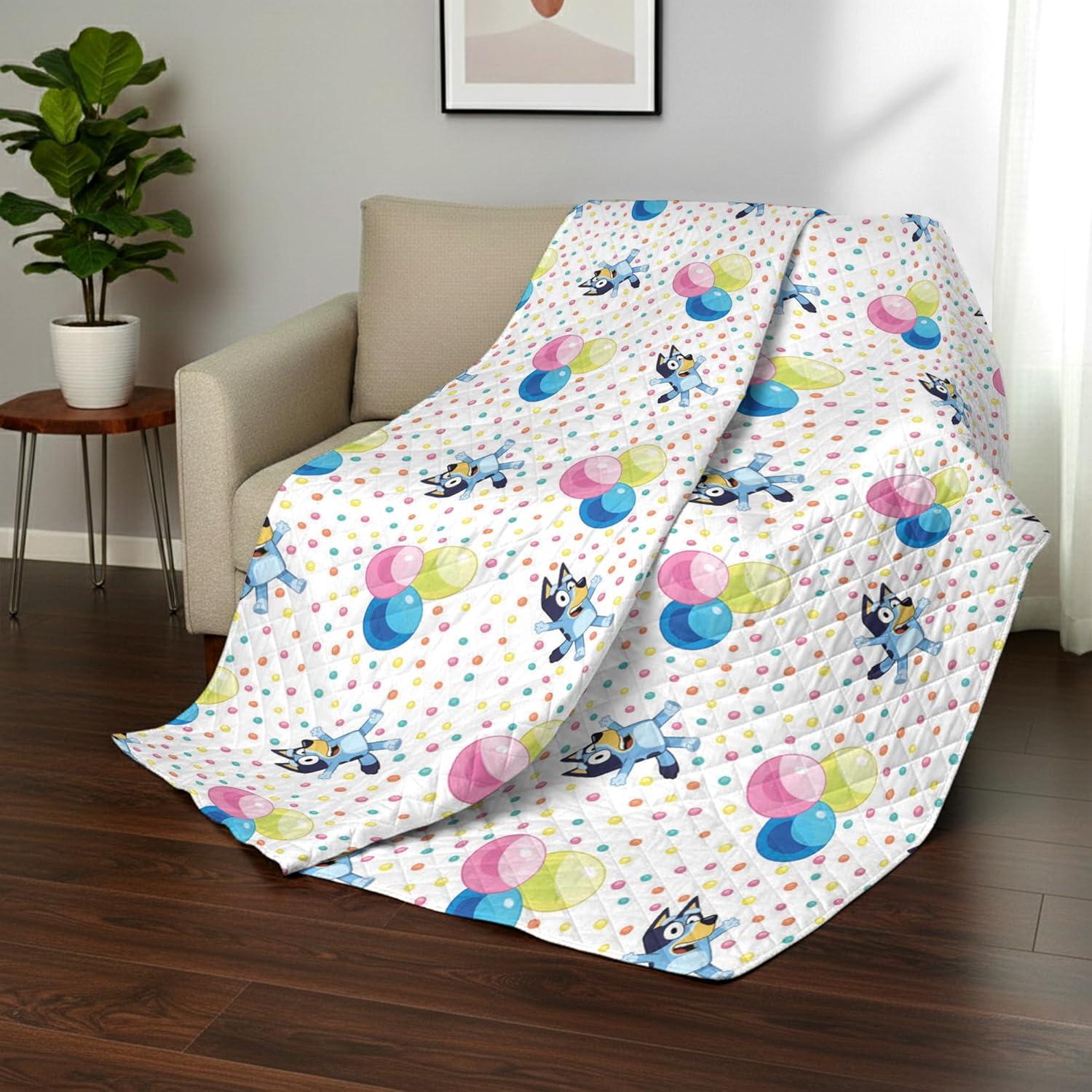 imageNorthwest Bluey Goofing Around Quilted Throw Blanket Official Cartoon Throw Blanket Featuring Bluey for Adults Boys Girls Bed Couch or Playroom 60 x 80 InchesBalloon Celebration