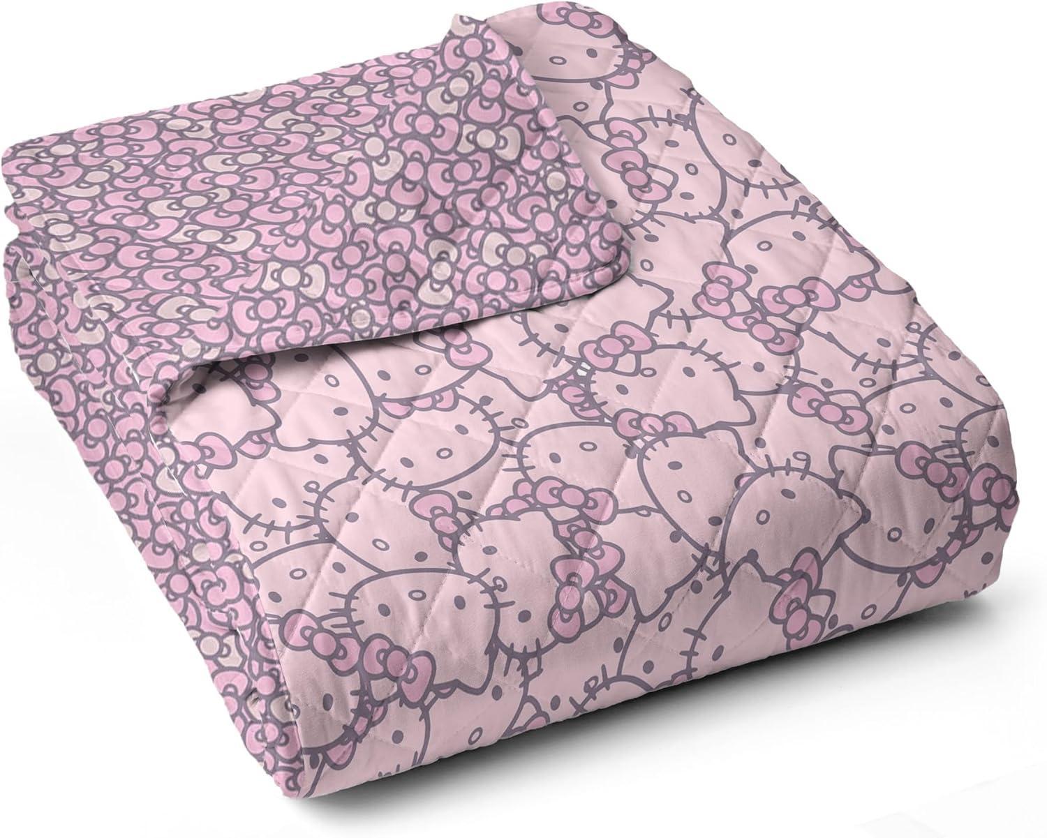 imageNorthwest Bluey Goofing Around Quilted Throw Blanket Official Cartoon Throw Blanket Featuring Bluey for Adults Boys Girls Bed Couch or Playroom 60 x 80 InchesHello Kitty Pink
